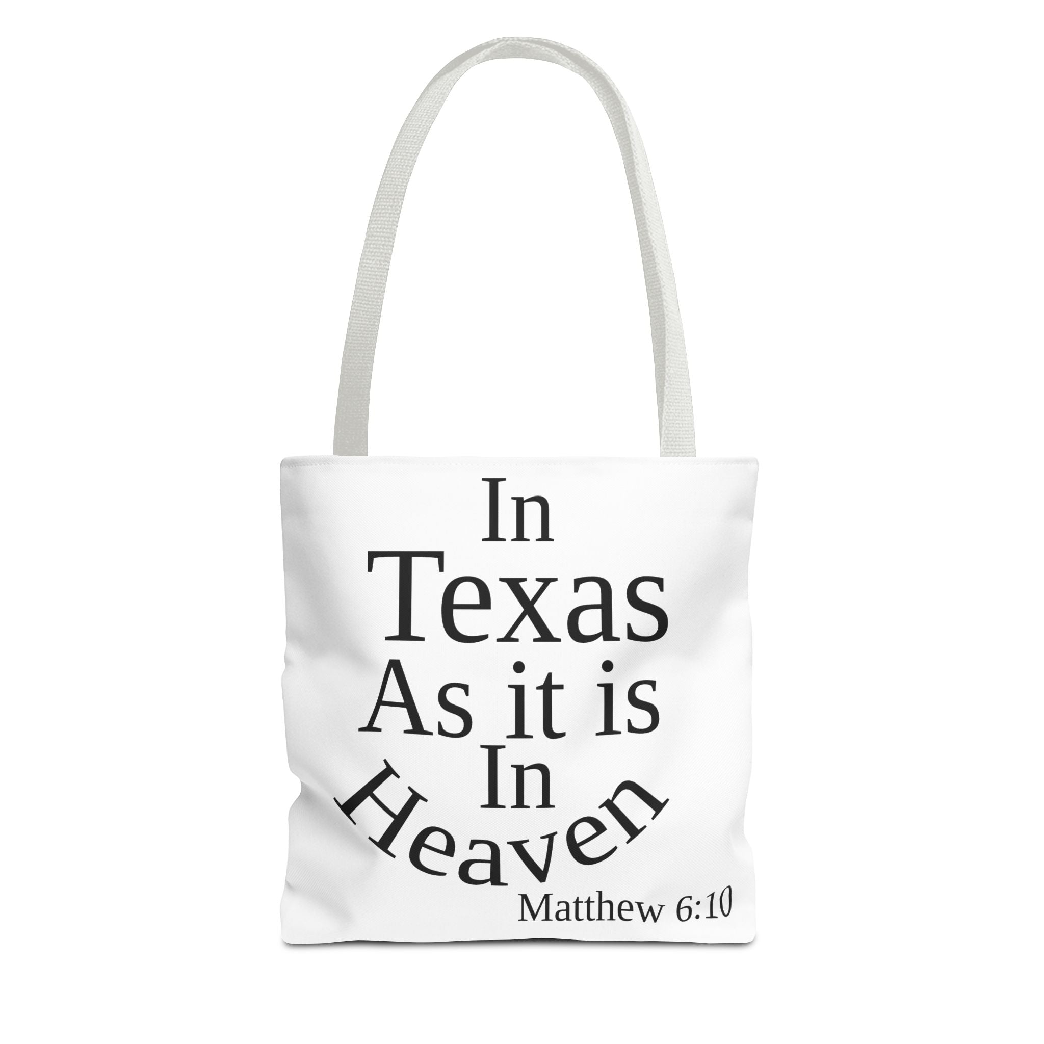 Personalized White Matthew 6:10 Bible Verse Tote Bag, City Or State | Market Grocery Craft Festival Outing, Lightweight Sturdy Polyester