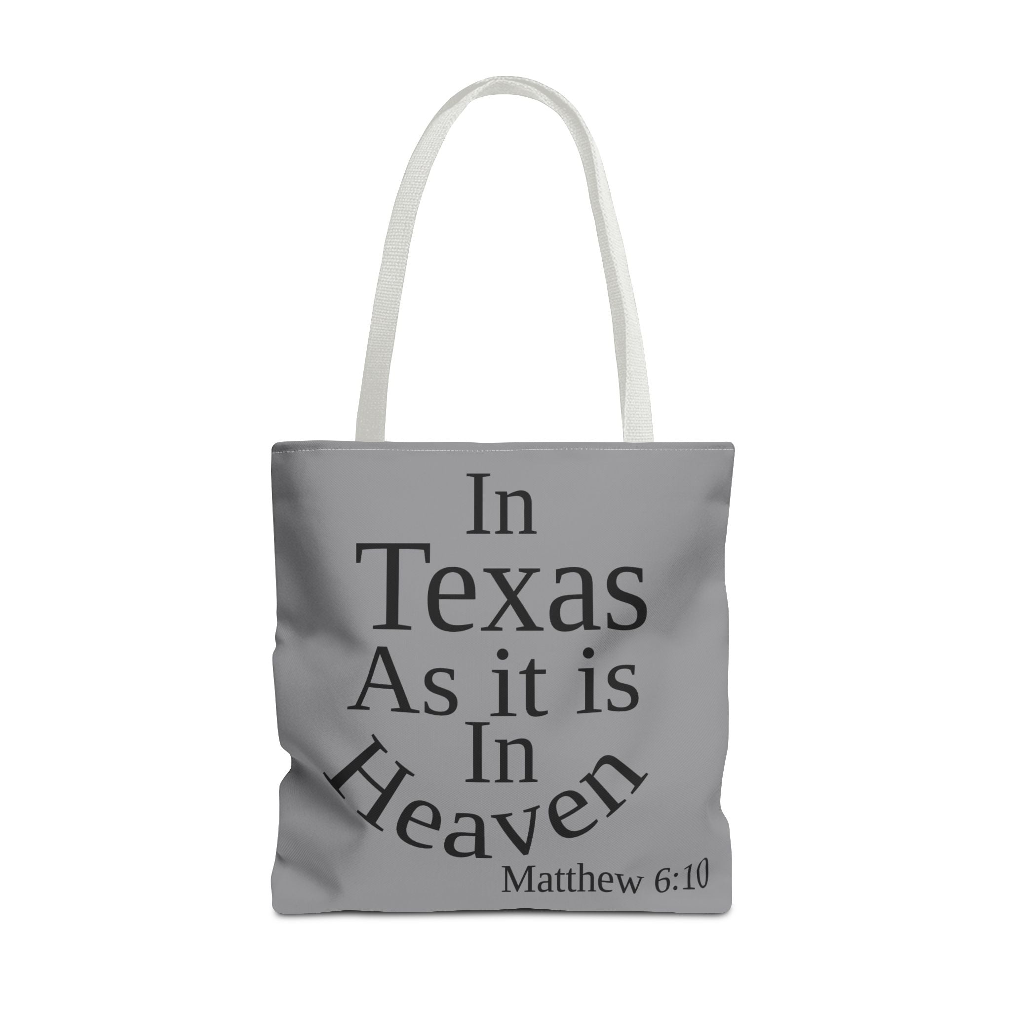 Personalized Grey Matthew 6:10 Bible Verse Tote Bag, City Or State | Market Grocery Book Craft Festival Outing, Lightweight Sturdy Polyester