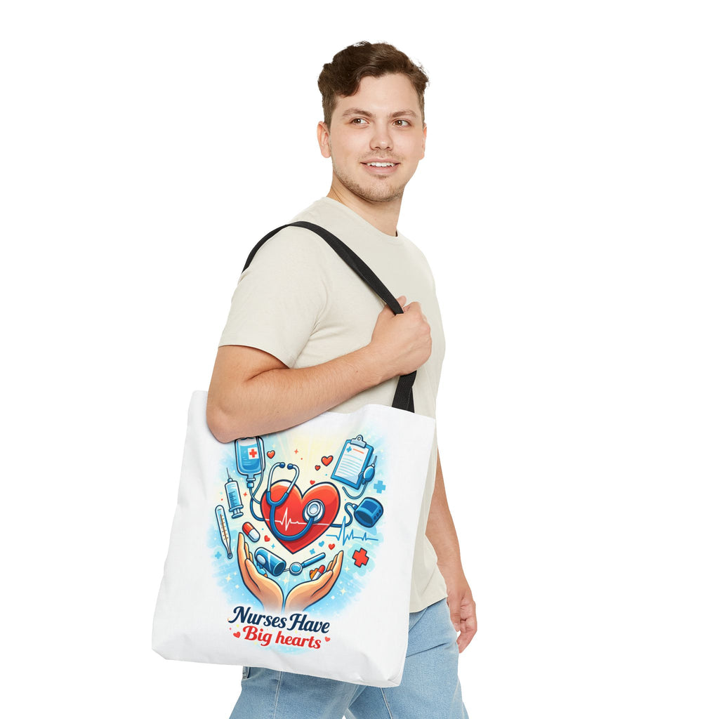 Nurses Have Big Hearts White Tote Bag | All-Over Print Tote