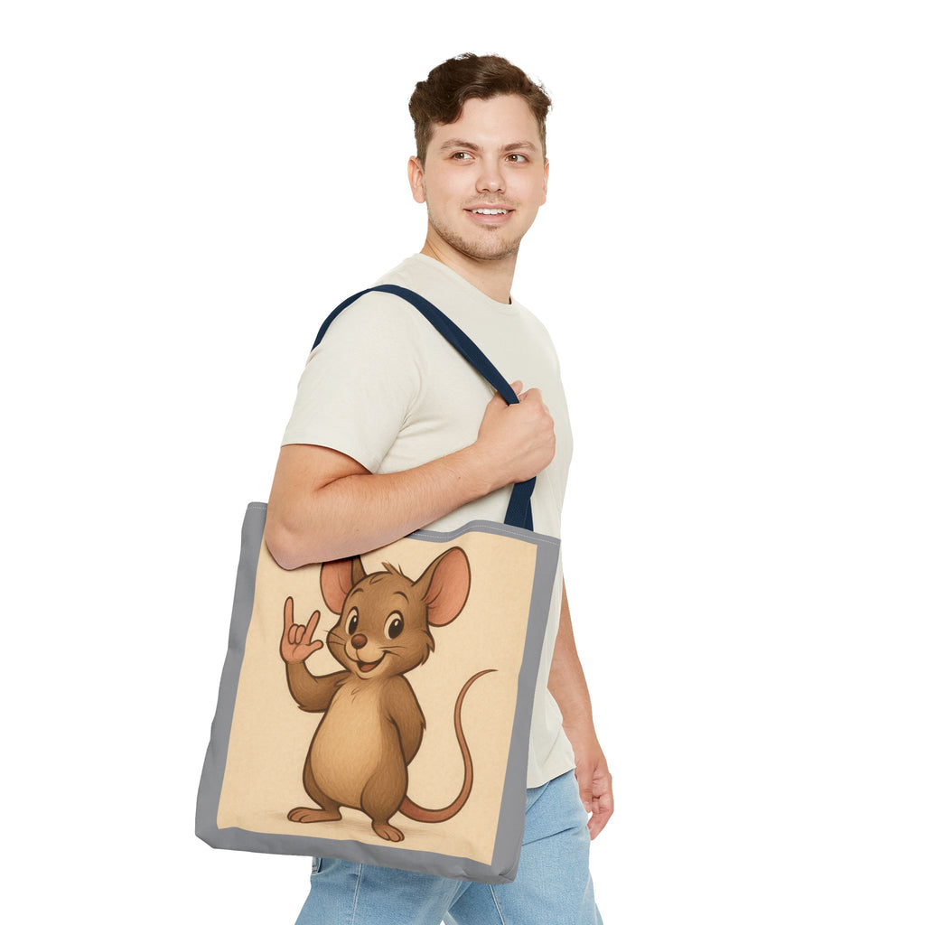 Tote Bag - Mouse I Love You, Cute Animal Print, Carry-All Shoulder Bag, Reusable Shopping Tote, Gift for Animal Lovers, Eco-Friendly Grocery