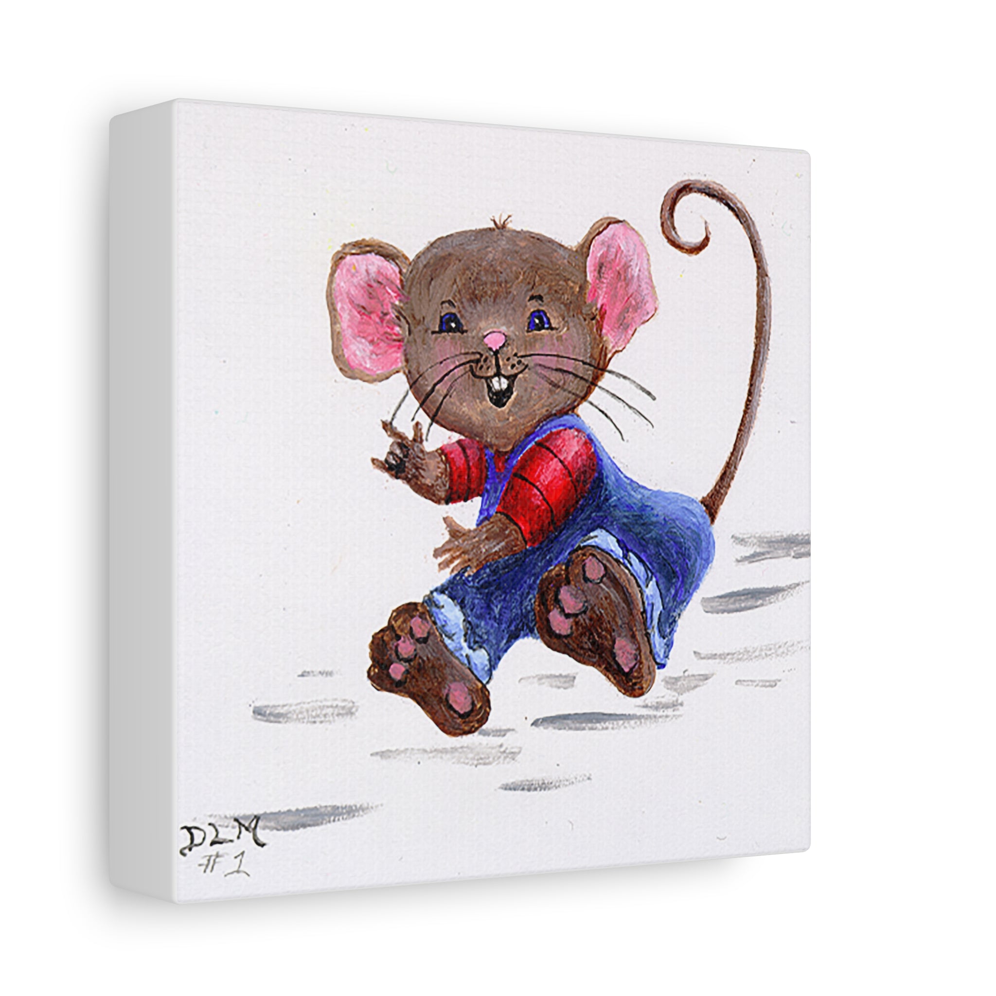 Canvas Art, Handpainted Mouse 'I Love You' Type #2 Sign by DLM, Stretched Canvas Print Wall Decor, Cute Animal Art, Unique Gift Idea