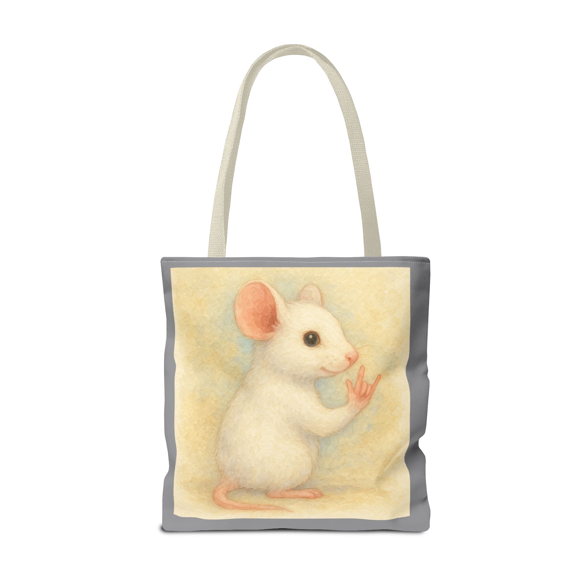 Tote Bag - White Mouse I Love You, Cute Animal Print, Carry-All Shoulder Bag, Reusable Shopping Tote, Gift for Animal Lovers