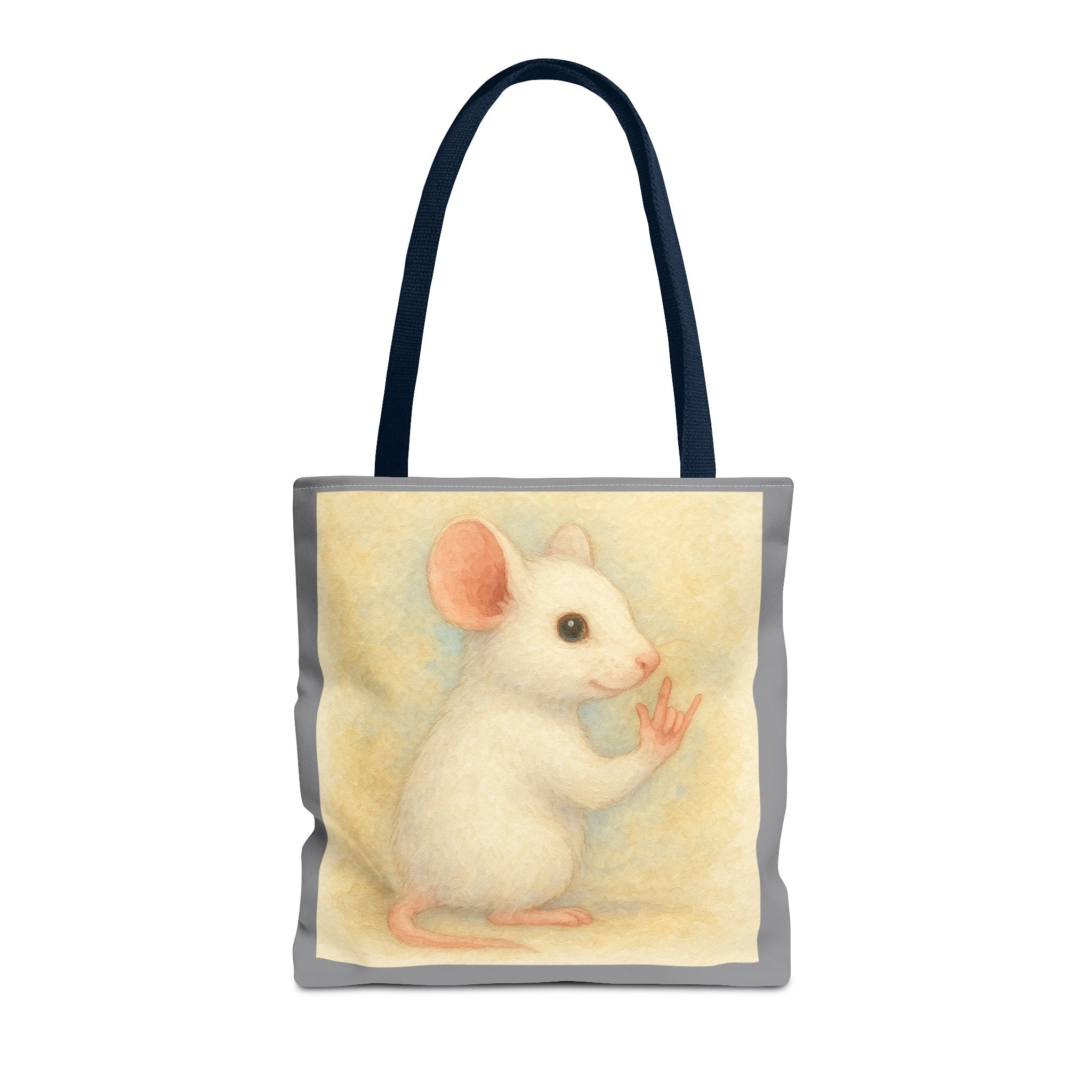Tote Bag - White Mouse I Love You, Cute Animal Print, Carry-All Shoulder Bag, Reusable Shopping Tote, Gift for Animal Lovers