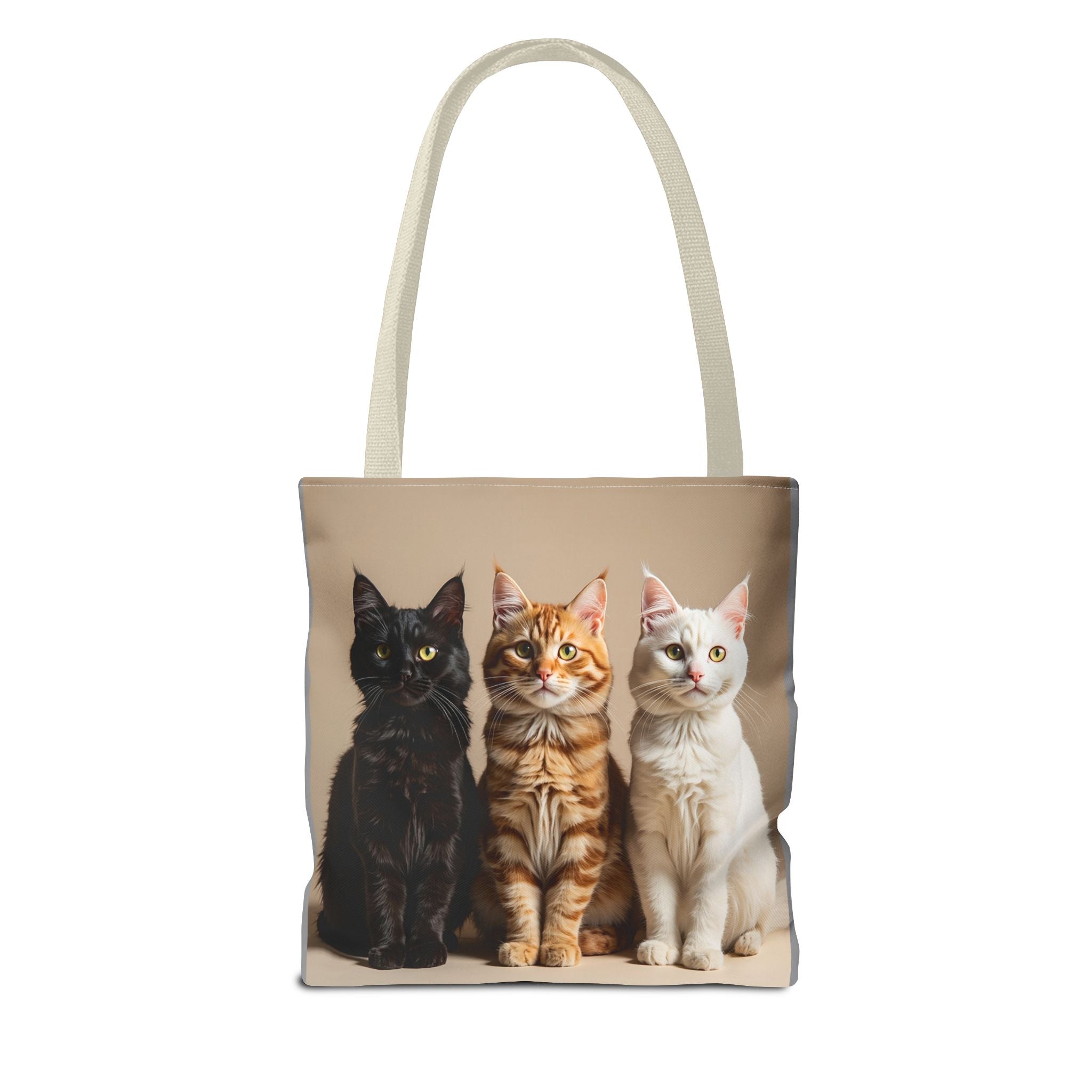 Tote Bag - Three Sitting Cats, Carry-All Shoulder Bag, Reusable Shopping Tote, Gift for Animal Lovers