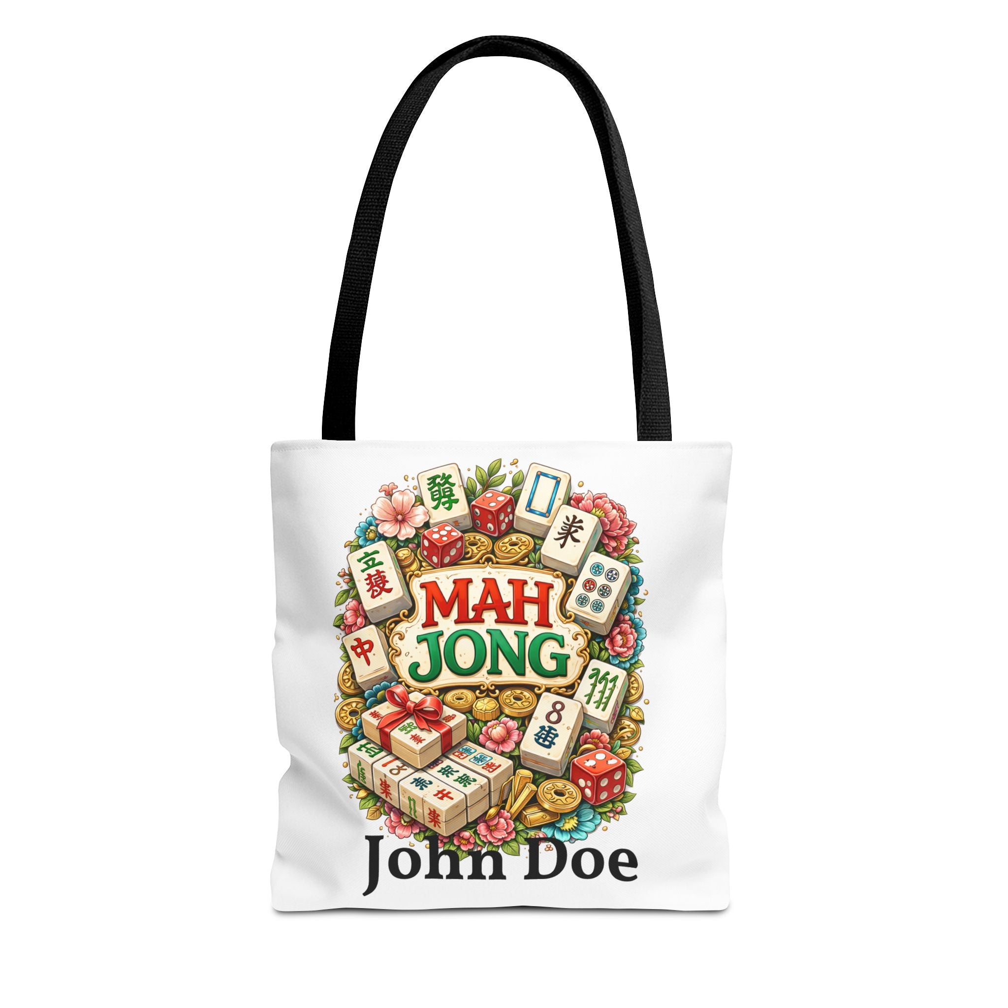 Personalize White Mahjong Tiles Tote Bag | All-Over Print Tote