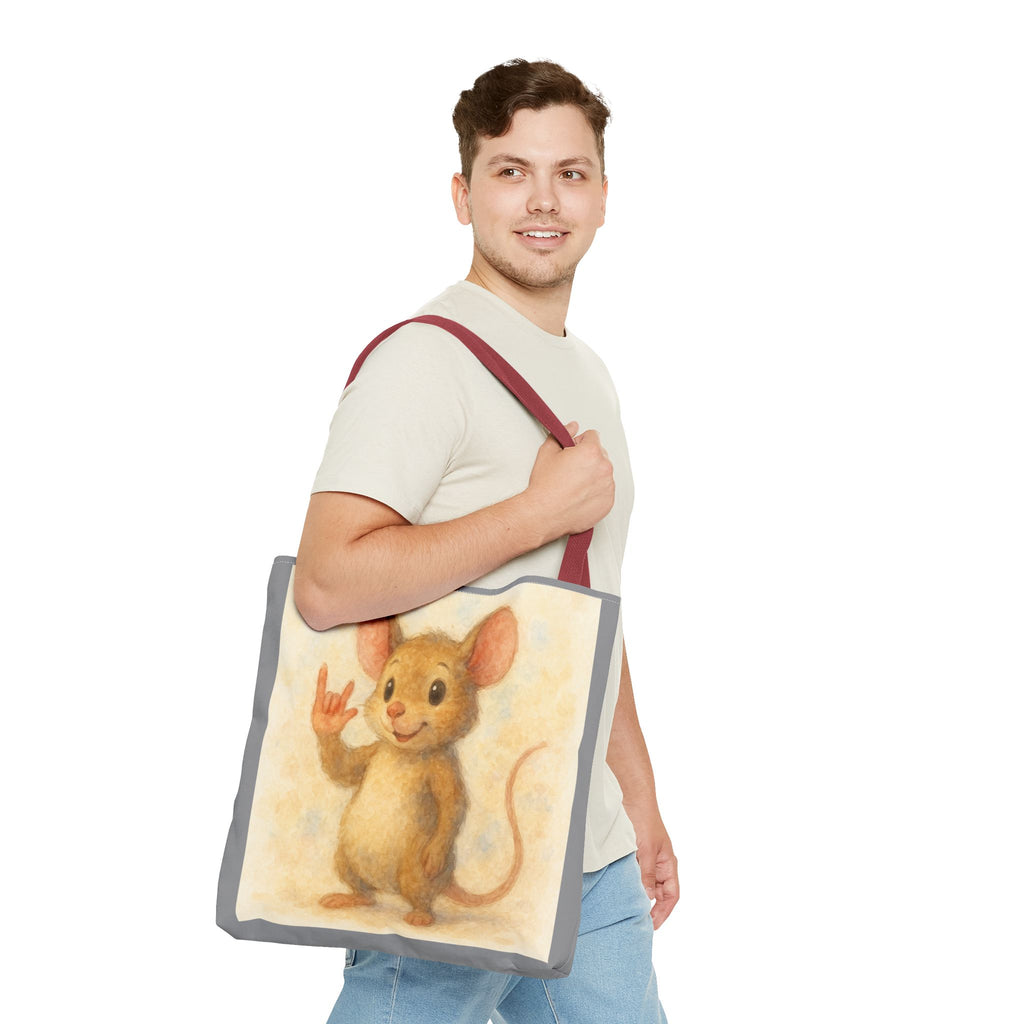 Tote Bag - Mouse 3 I Love You, Cute Animal Print, Carry-All Shoulder Bag, Reusable Shopping Tote, Gift for Animal Lovers