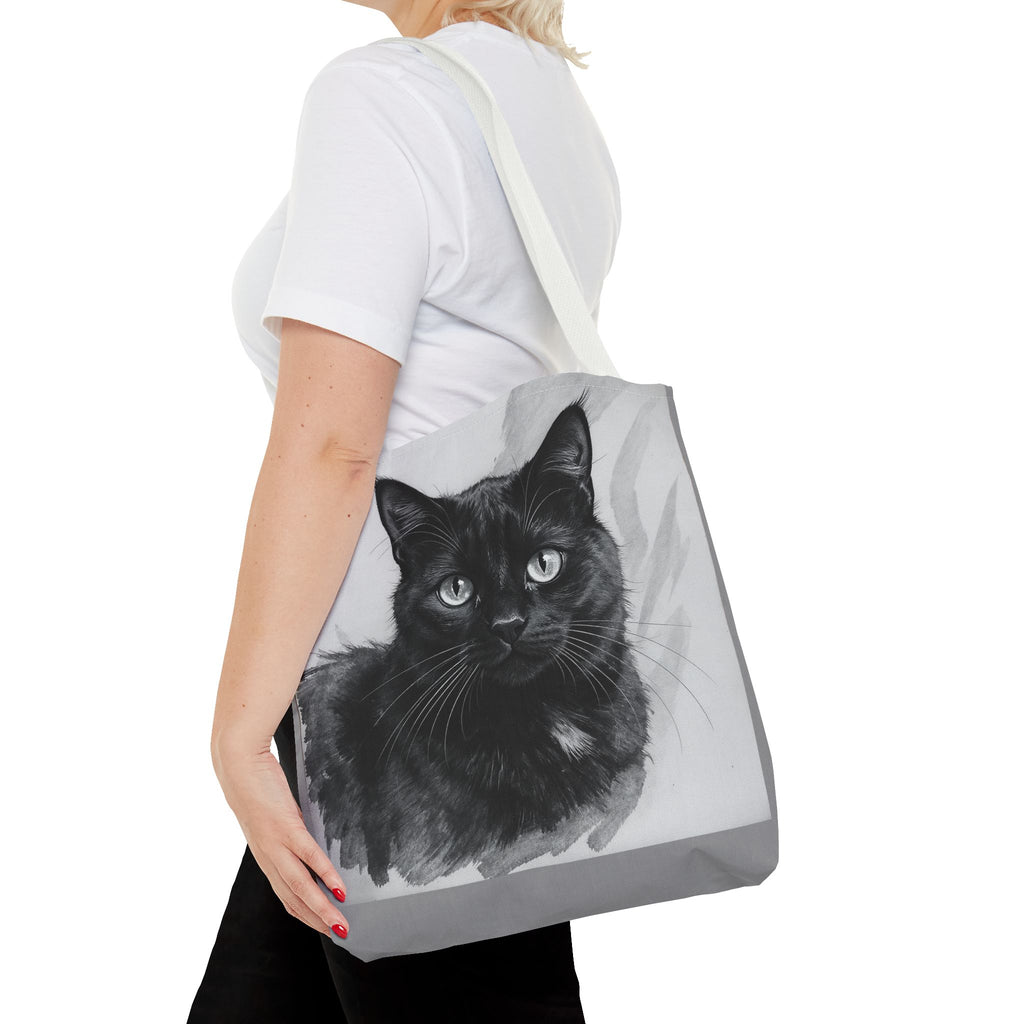 Tote Bag - Charcoal Cat, Carry-All Shoulder Bag, Reusable Shopping Tote, Gift for Animal Lovers