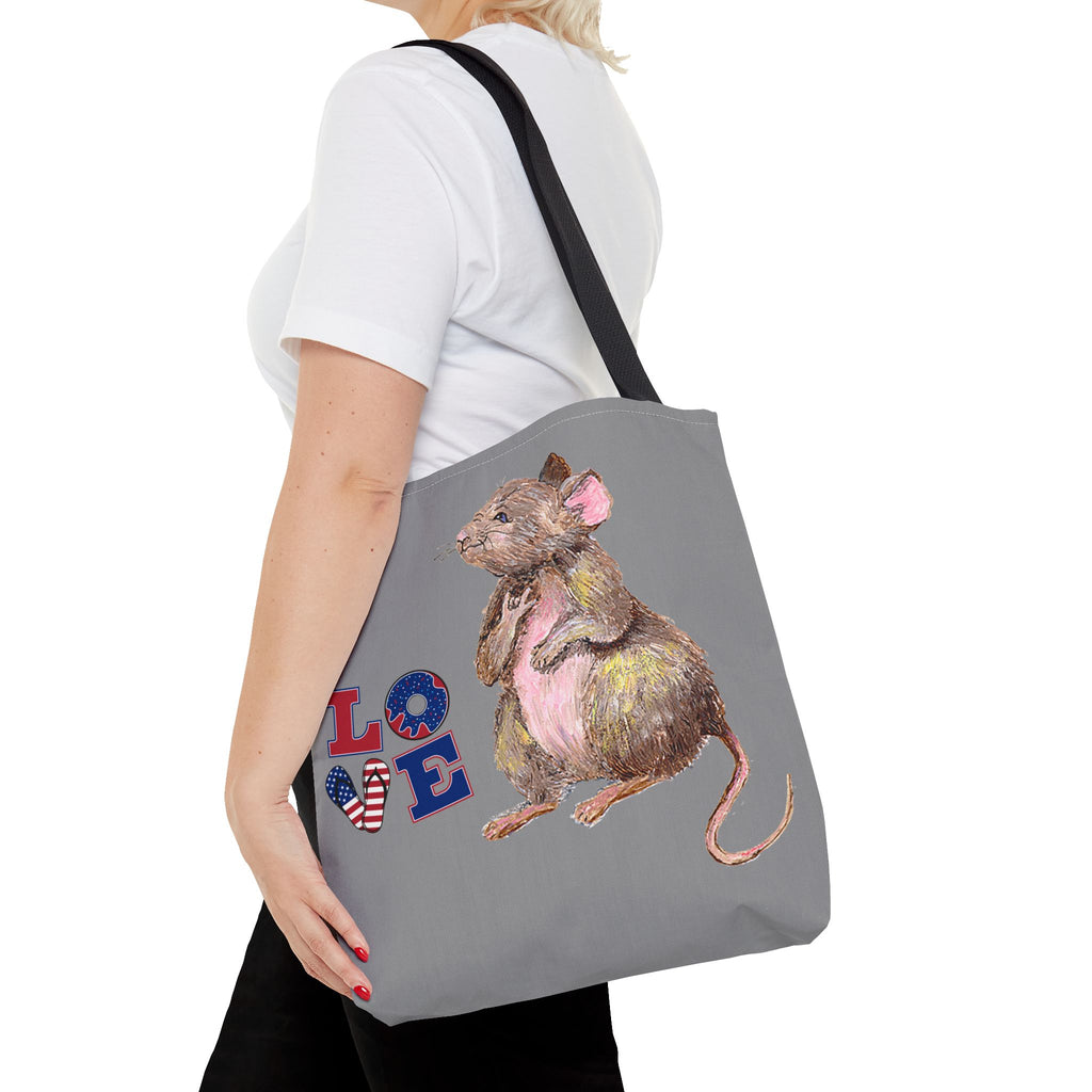 I Love You Mouse Patriotic LOVE Tote Bag | Mouse 1 AND Mouse 2 | All-Over Print