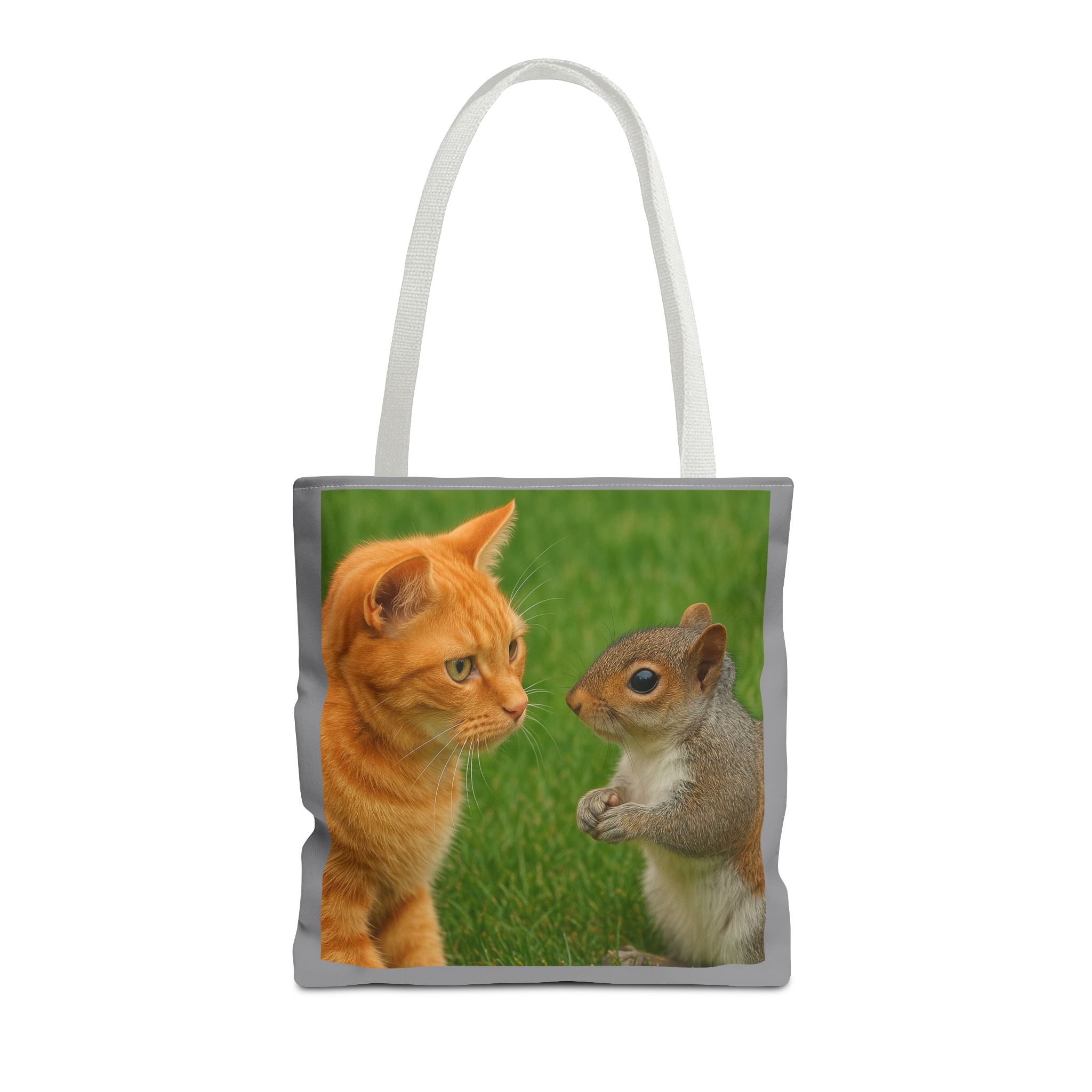 Cat and Squirrel 2 Tote Bag - Cute Animal Print Shopping Bag, Eco-Friendly Reusable Grocery Bag, Gift for Animal Lovers, Nature Tote,