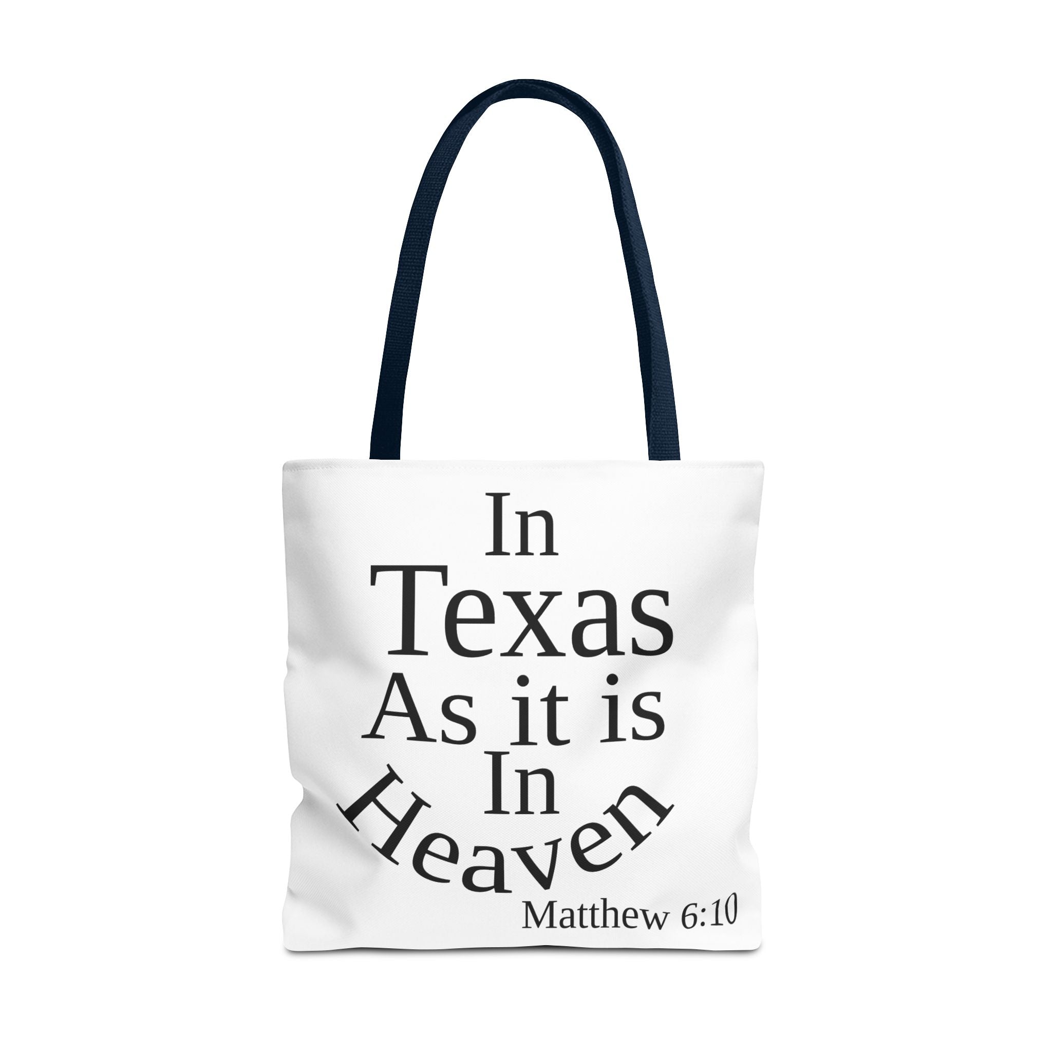 Personalized White Matthew 6:10 Bible Verse Tote Bag, City Or State | Market Grocery Craft Festival Outing, Lightweight Sturdy Polyester