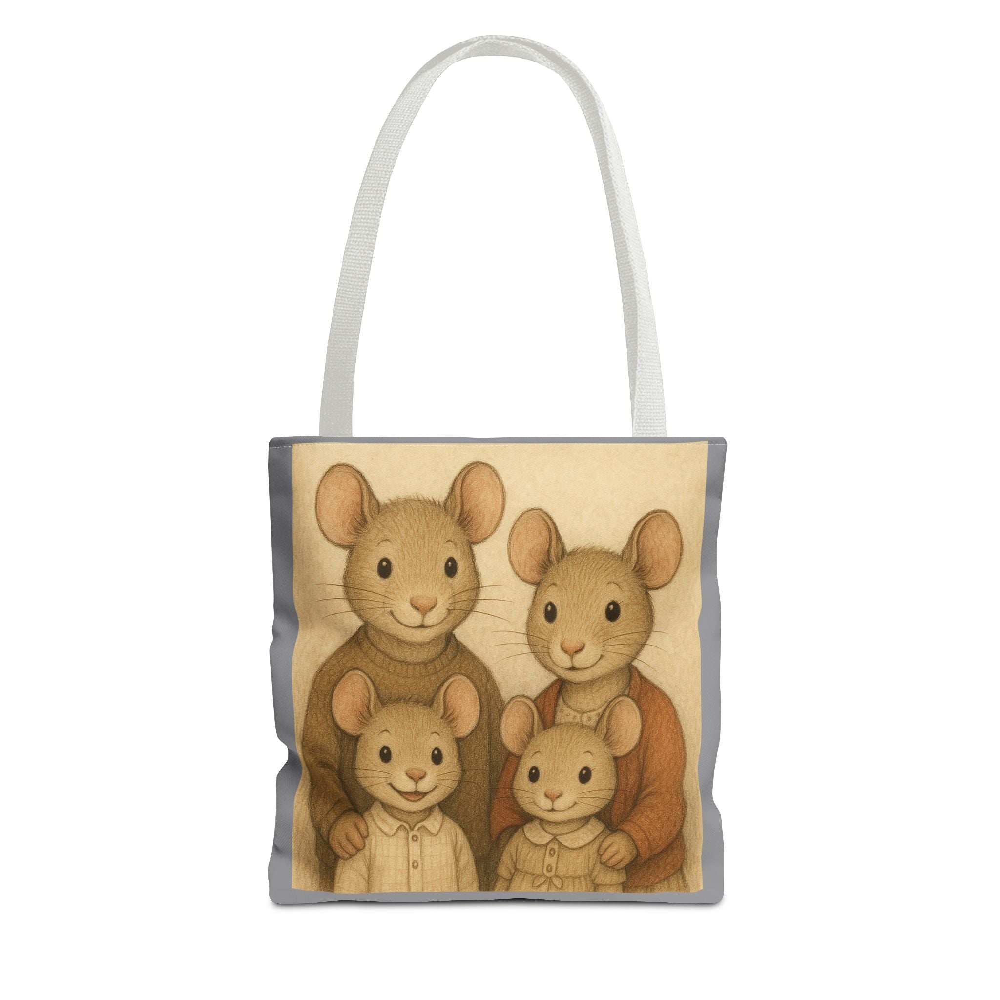 Tote Bag - Mouse Family, Cute Animal Print, Carry-All Shoulder Bag, Reusable Shopping Tote, Gift for Animal Lovers