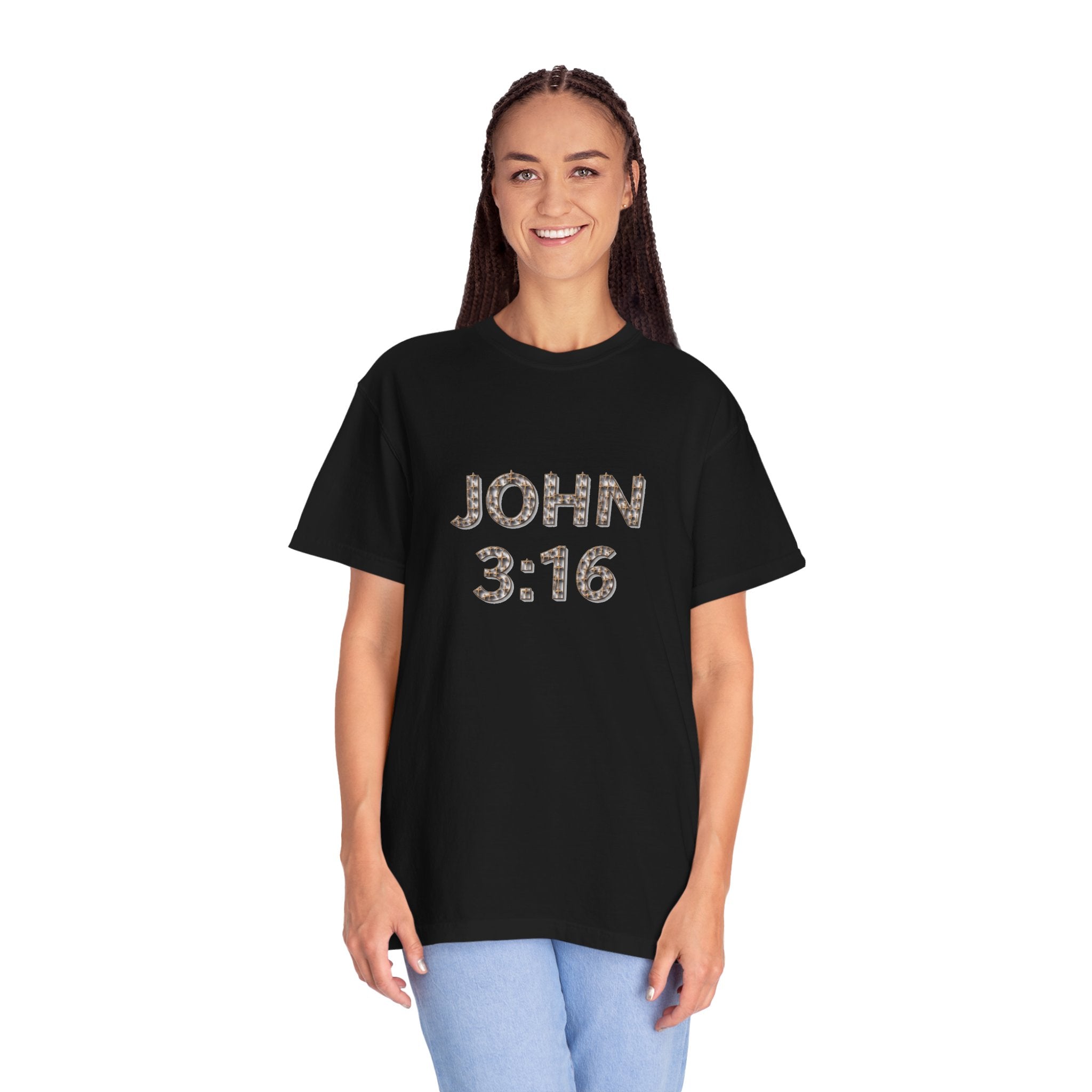 John 3:16 Scripture Cross T-shirt (Ver. 3) | Christian Bible Verse Tee