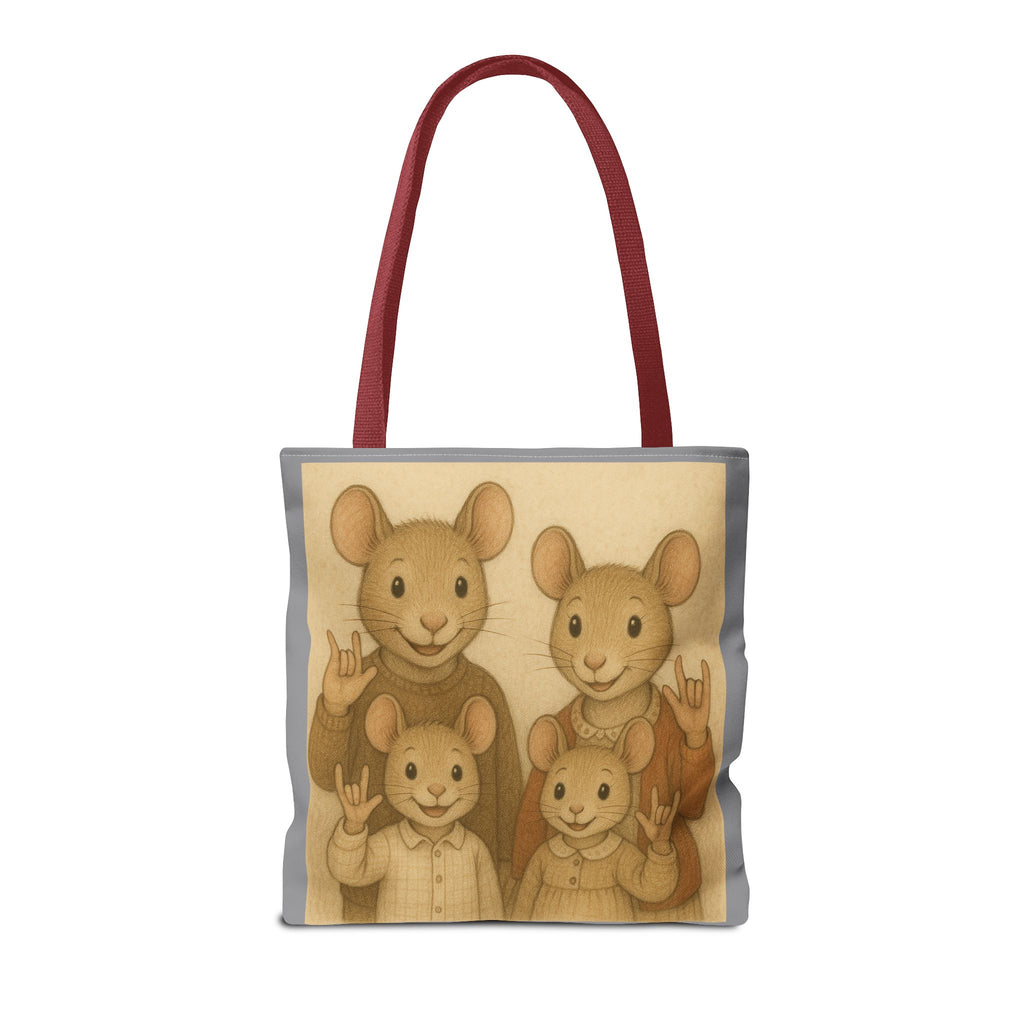 Tote Bag - Mouse Family I Love You, Cute Animal Print, Carry-All Shoulder Bag, Reusable Shopping Tote, Gift for Animal Lovers
