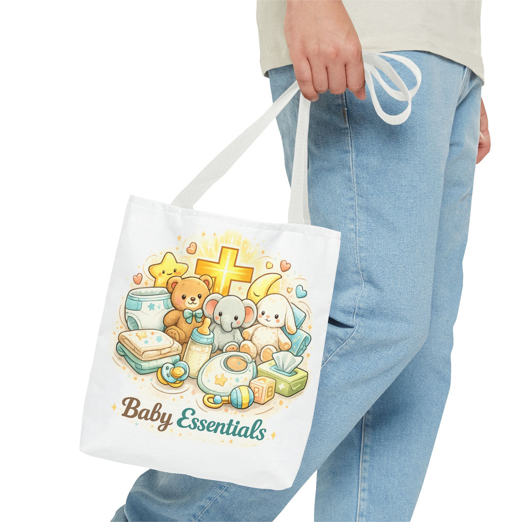 Baby Essentials White Tote Bag | All-Over Print Tote