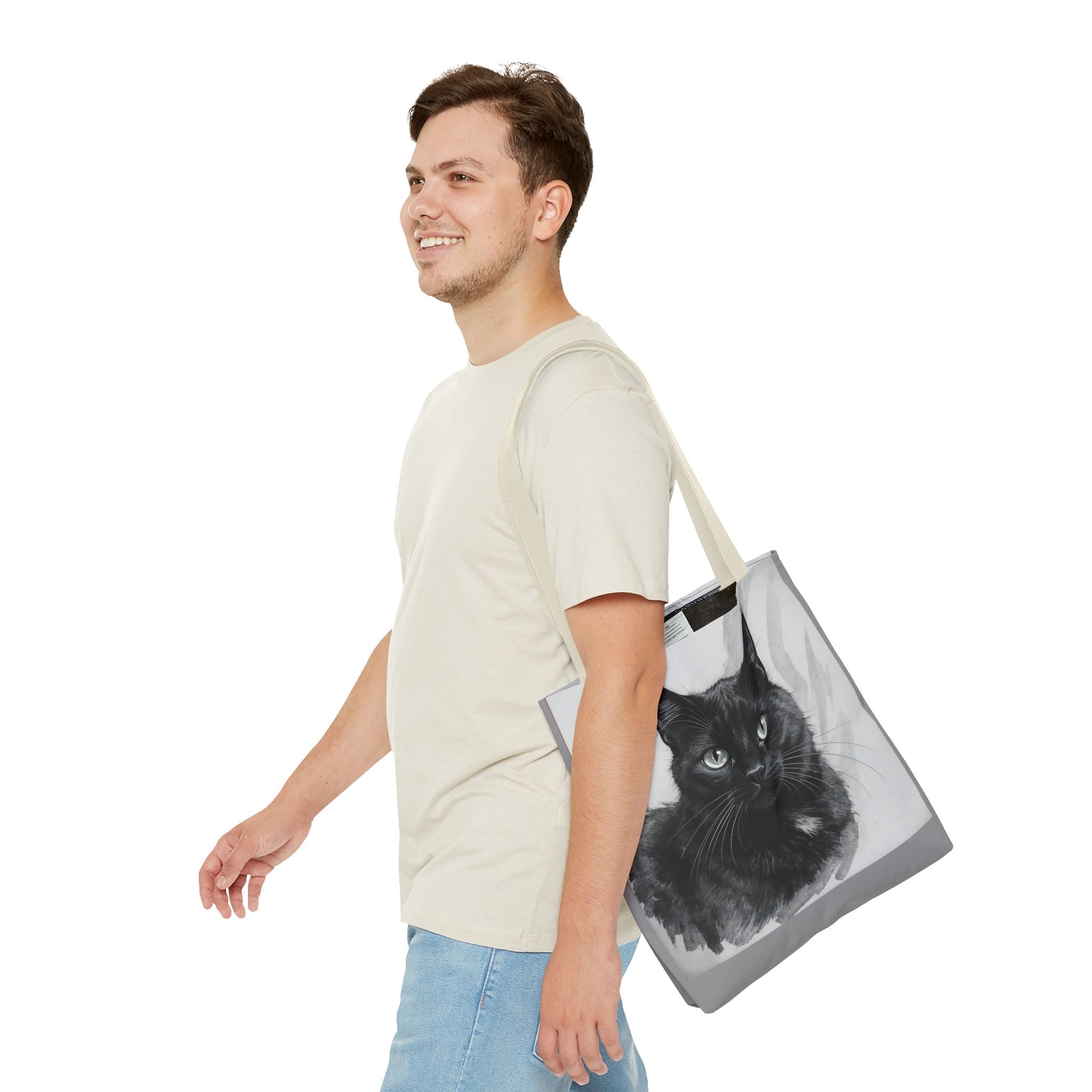 Tote Bag - Charcoal Cat, Carry-All Shoulder Bag, Reusable Shopping Tote, Gift for Animal Lovers