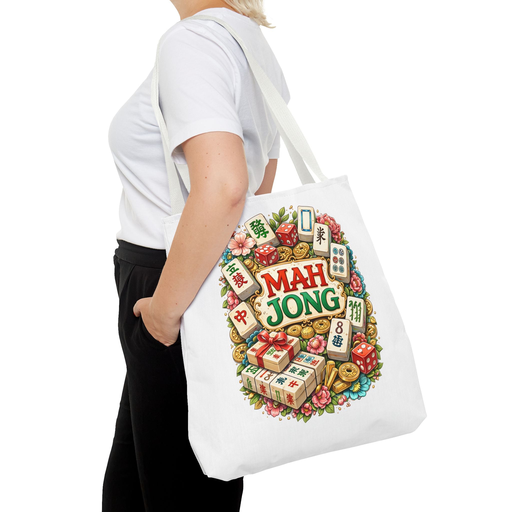 White Mahjong Tiles Tote Bag | All-Over Print Tote