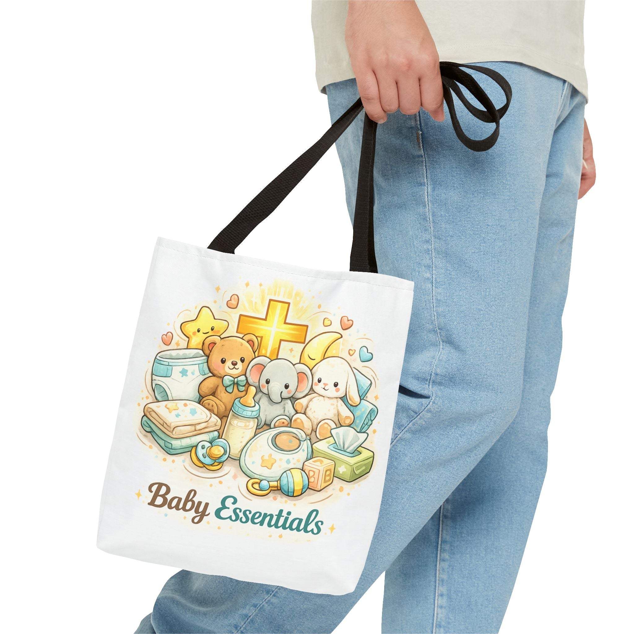 Baby Essentials White Tote Bag | All-Over Print Tote