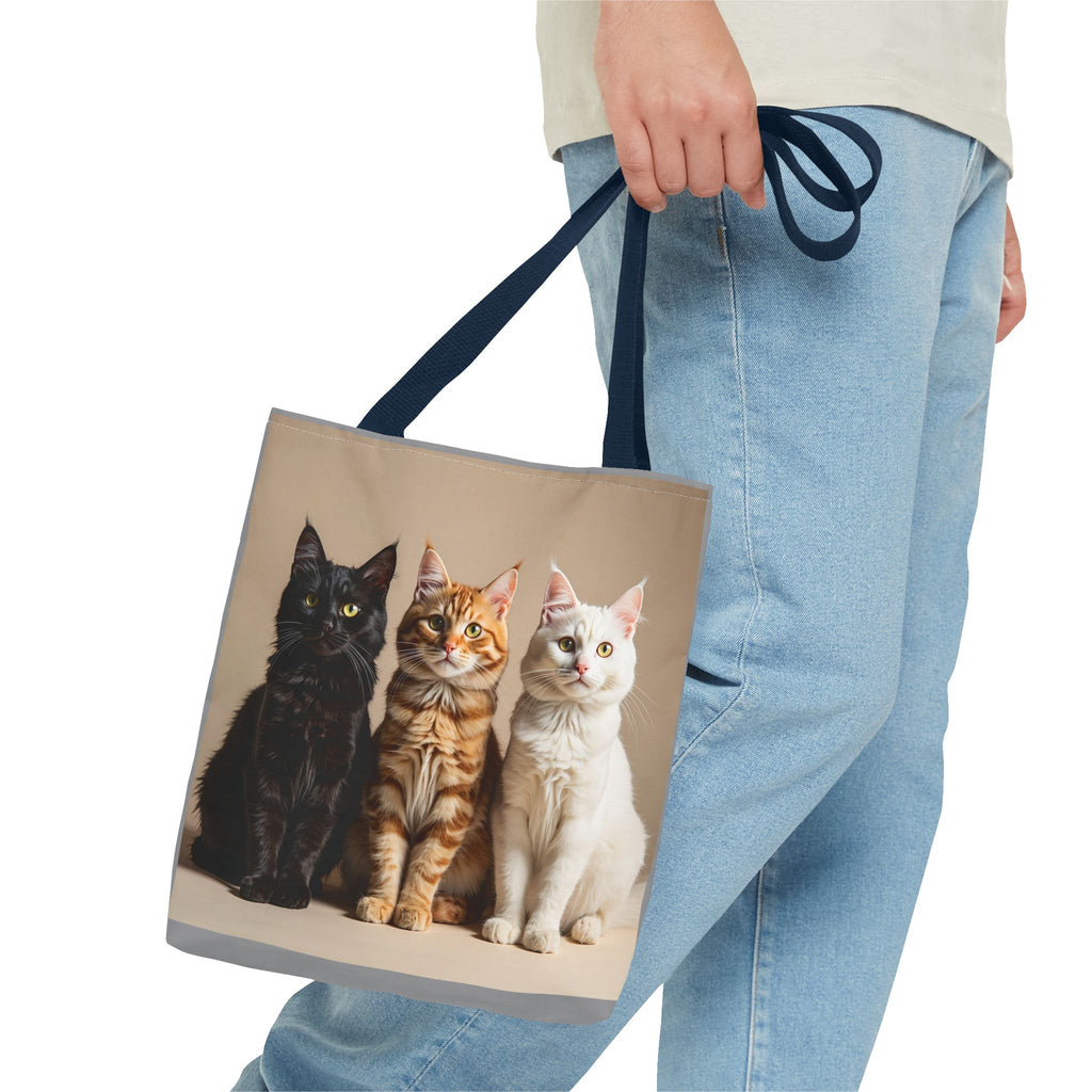 Tote Bag - Three Sitting Cats, Carry-All Shoulder Bag, Reusable Shopping Tote, Gift for Animal Lovers