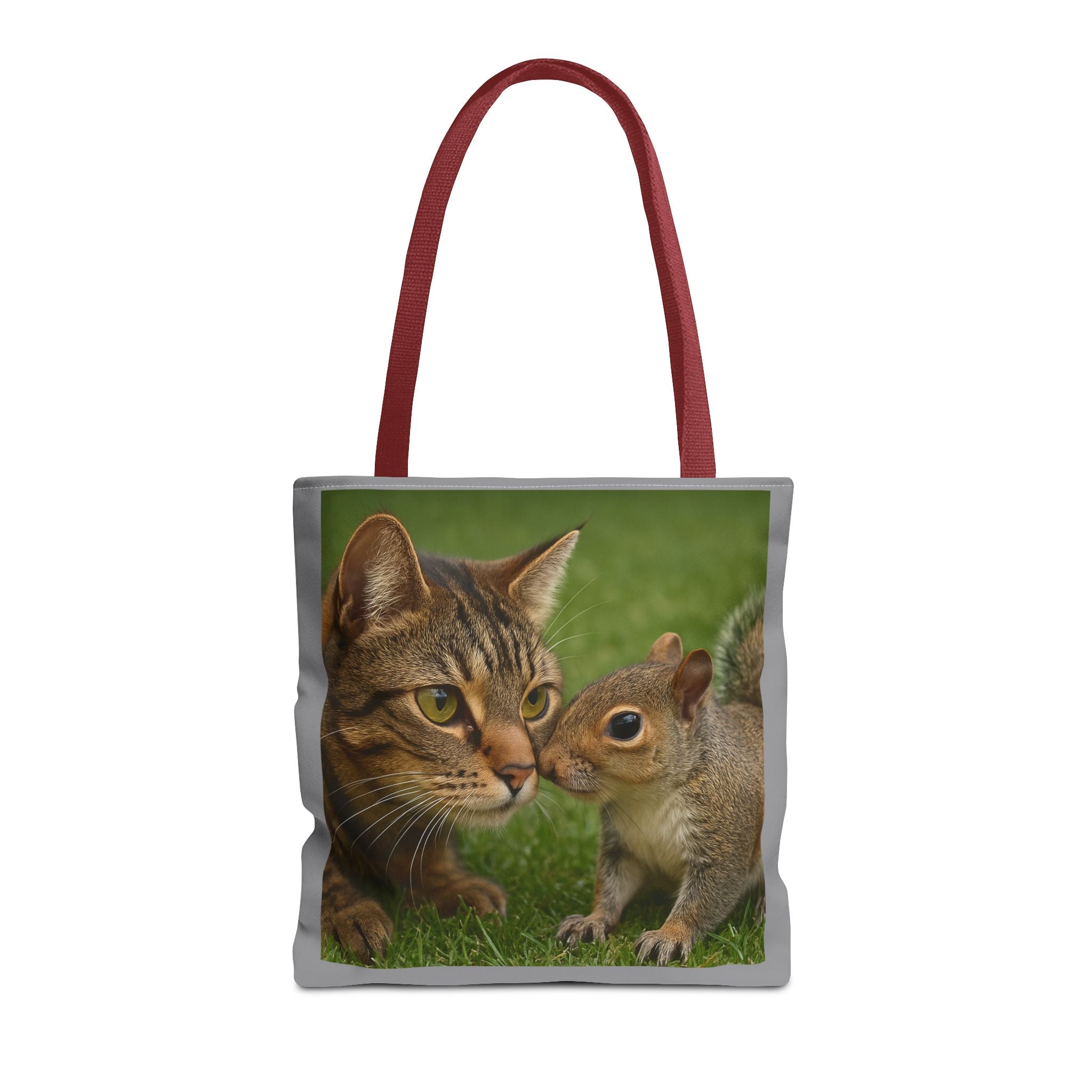 Squirrel and Cat Tote Bag - Cute Animal Print Shopping Bag, Eco-Friendly Reusable Grocery Bag, Gift for Animal Lovers, Nature Tote,