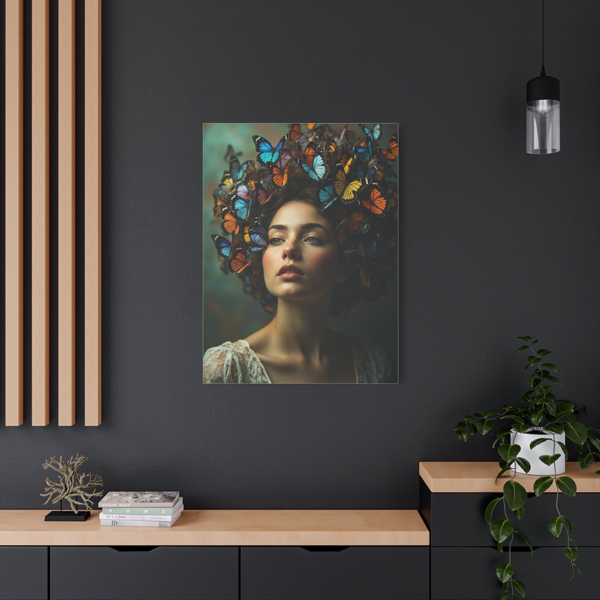 Stretched Canvas, Butterfly Hair Wall Art, Butterfly Lover Gift, Matte Canvas Print, Butterfly Decor, Nature Artwork