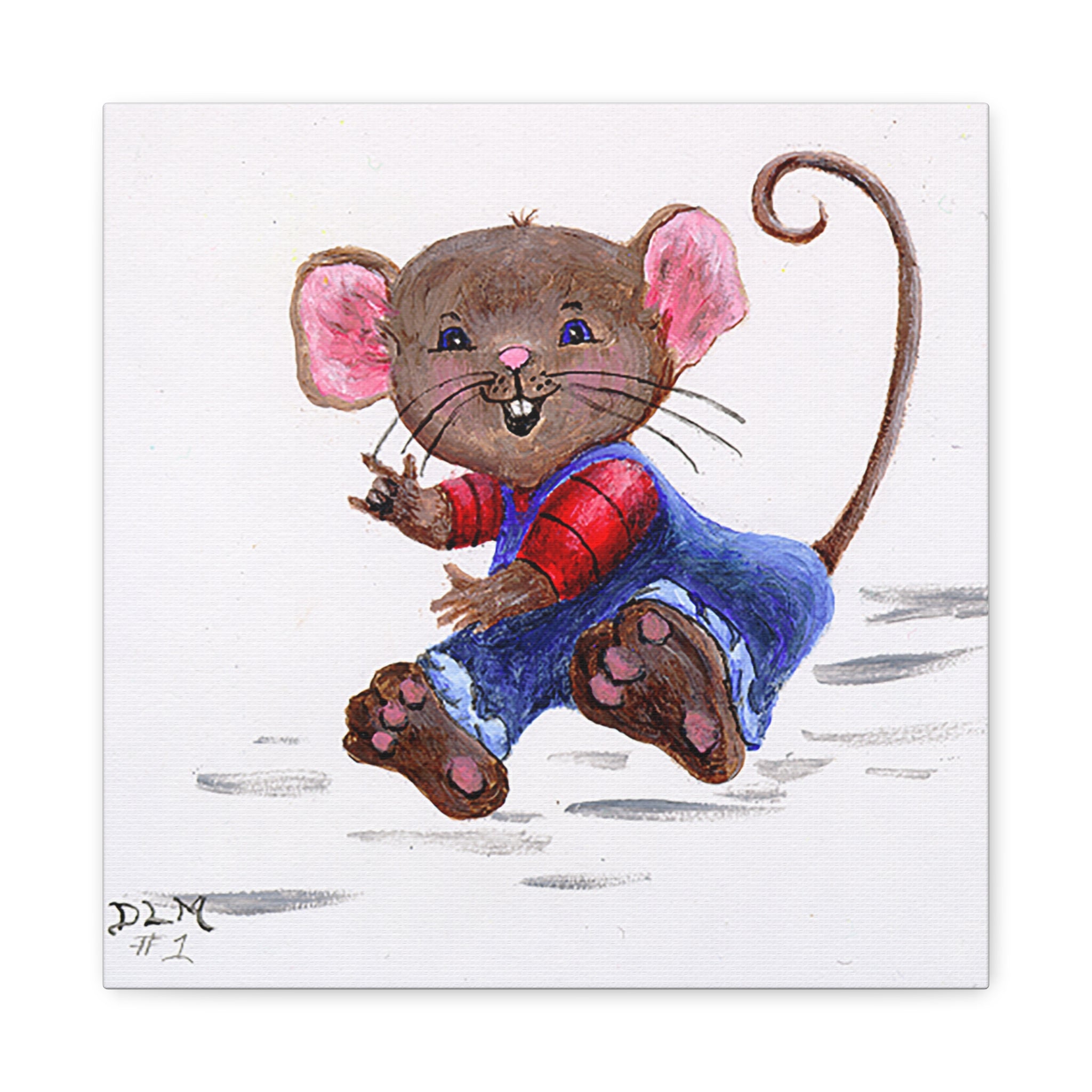 Canvas Art, Handpainted Mouse 'I Love You' Type #2 Sign by DLM, Stretched Canvas Print Wall Decor, Cute Animal Art, Unique Gift Idea