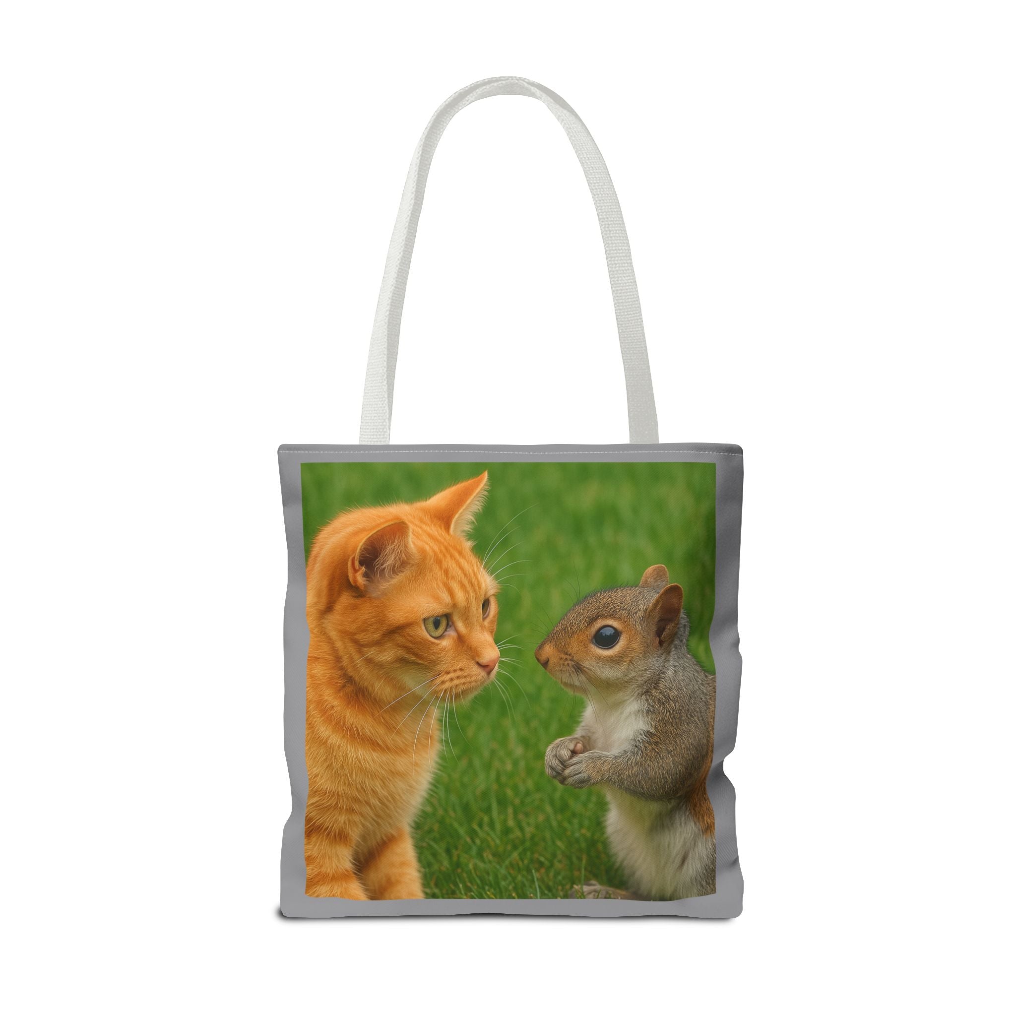 Cat and Squirrel 2 Tote Bag - Cute Animal Print Shopping Bag, Eco-Friendly Reusable Grocery Bag, Gift for Animal Lovers, Nature Tote,