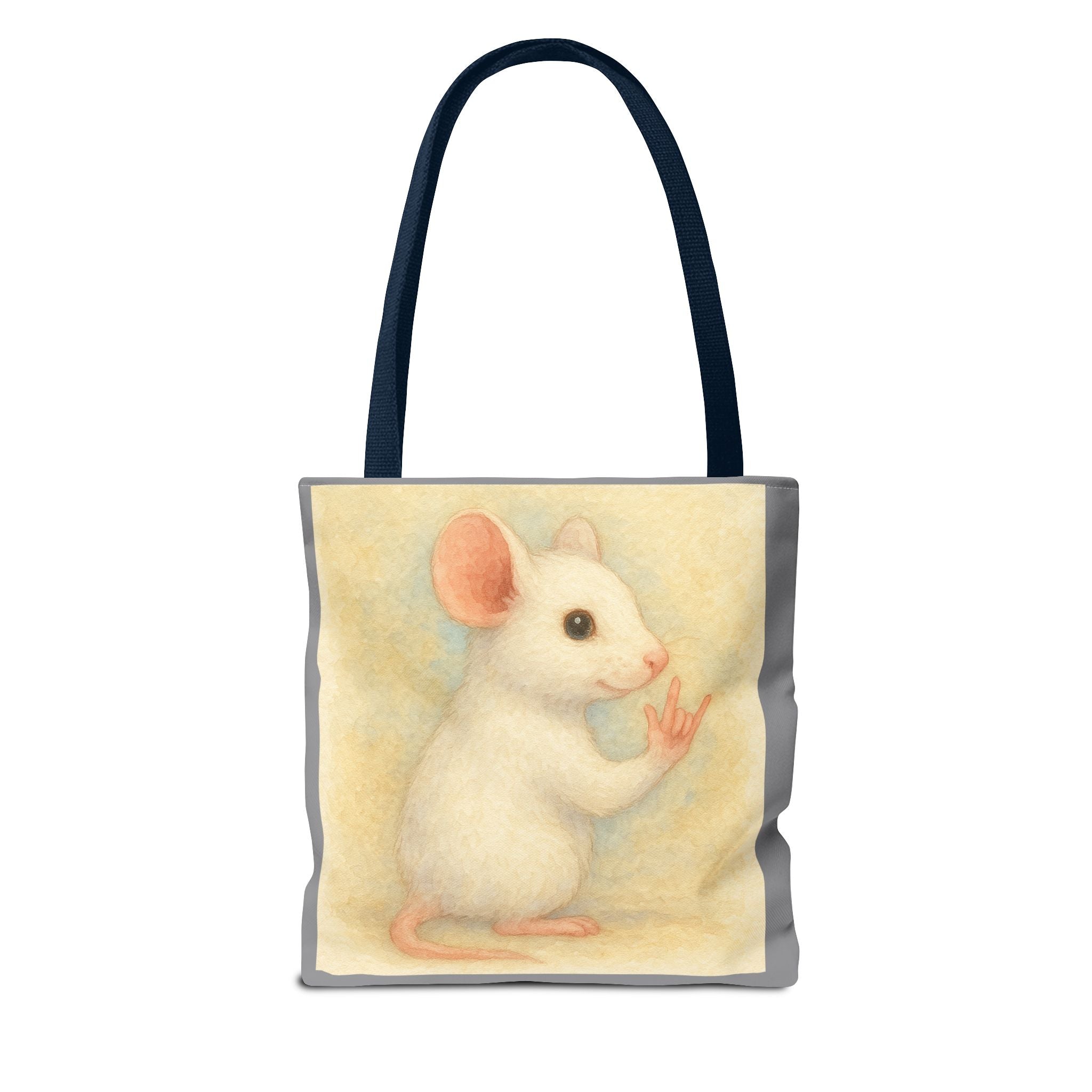 Tote Bag - White Mouse I Love You, Cute Animal Print, Carry-All Shoulder Bag, Reusable Shopping Tote, Gift for Animal Lovers