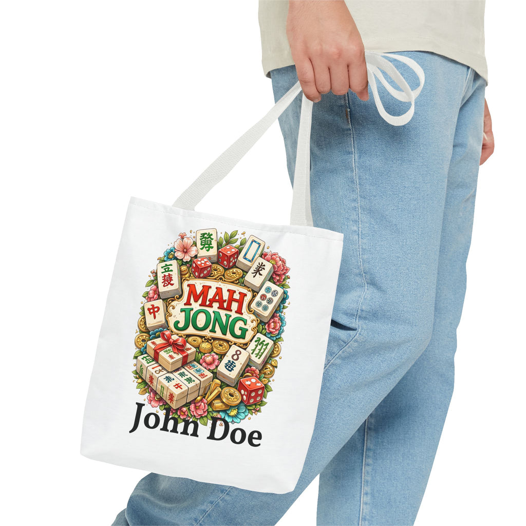 Personalize White Mahjong Tiles Tote Bag | All-Over Print Tote