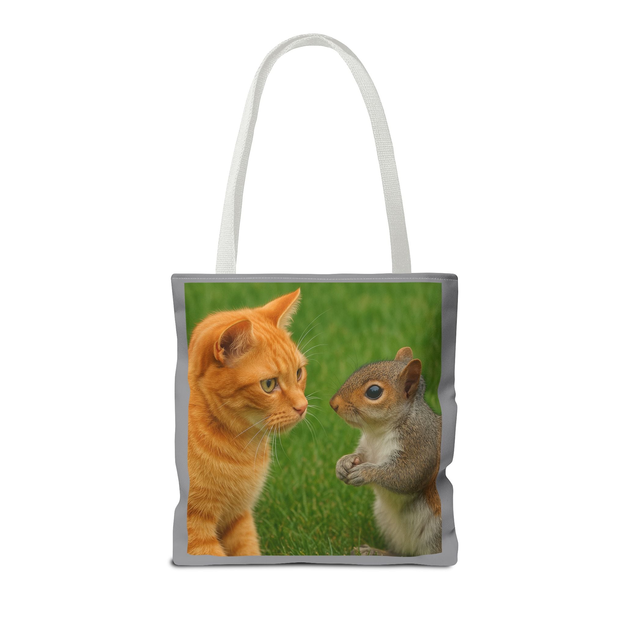 Cat and Squirrel 2 Tote Bag - Cute Animal Print Shopping Bag, Eco-Friendly Reusable Grocery Bag, Gift for Animal Lovers, Nature Tote,