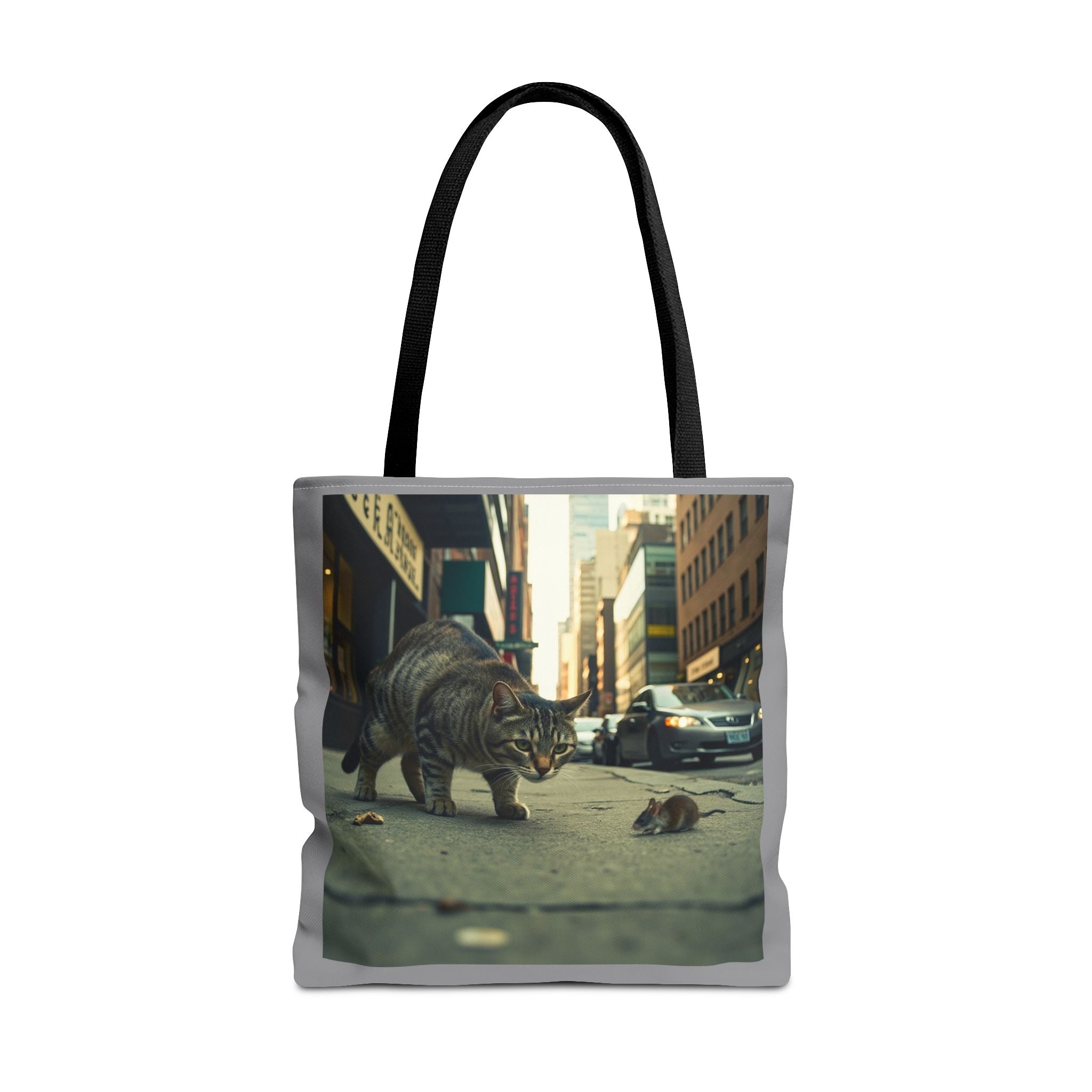 Cat and Mouse Tote Bag, Kitty Tote, Animal Print Bag, Cute Carryall, Canvas Shoulder Bag, Cat Lover Gift