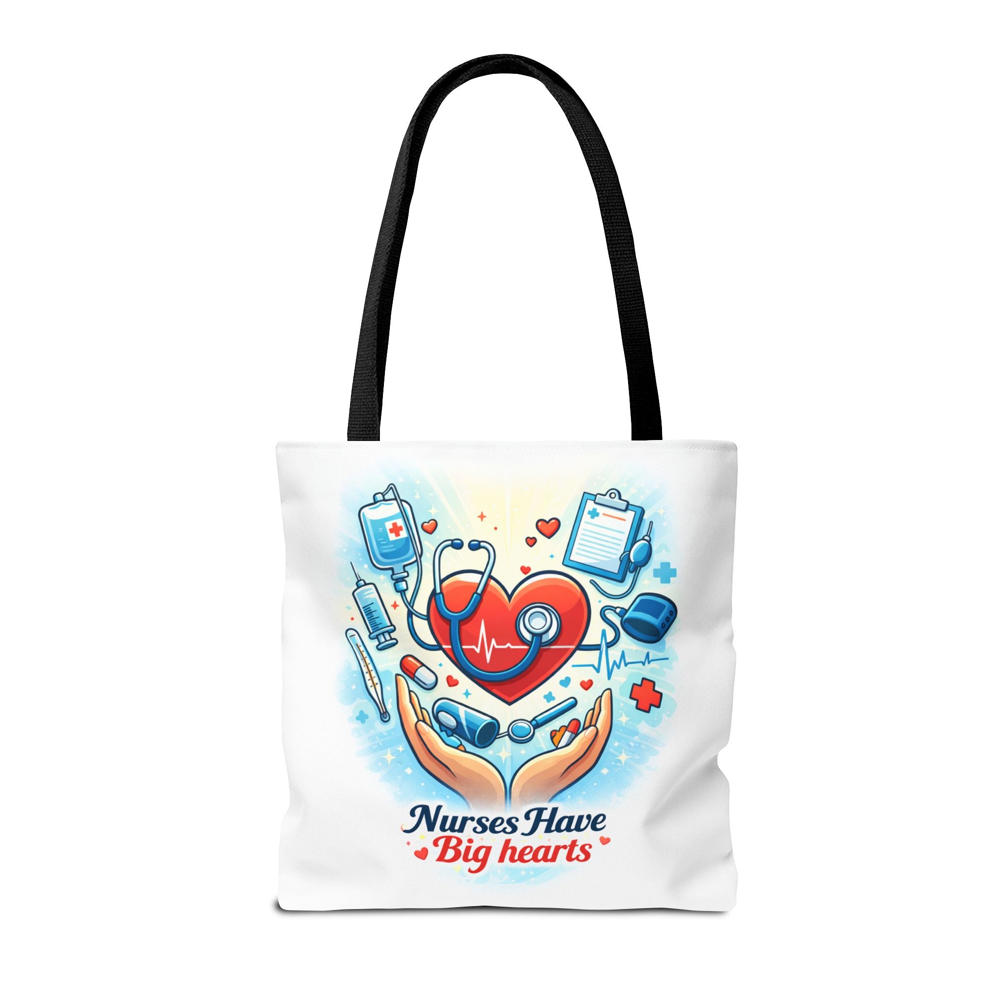 Nurses Have Big Hearts White Tote Bag | All-Over Print Tote