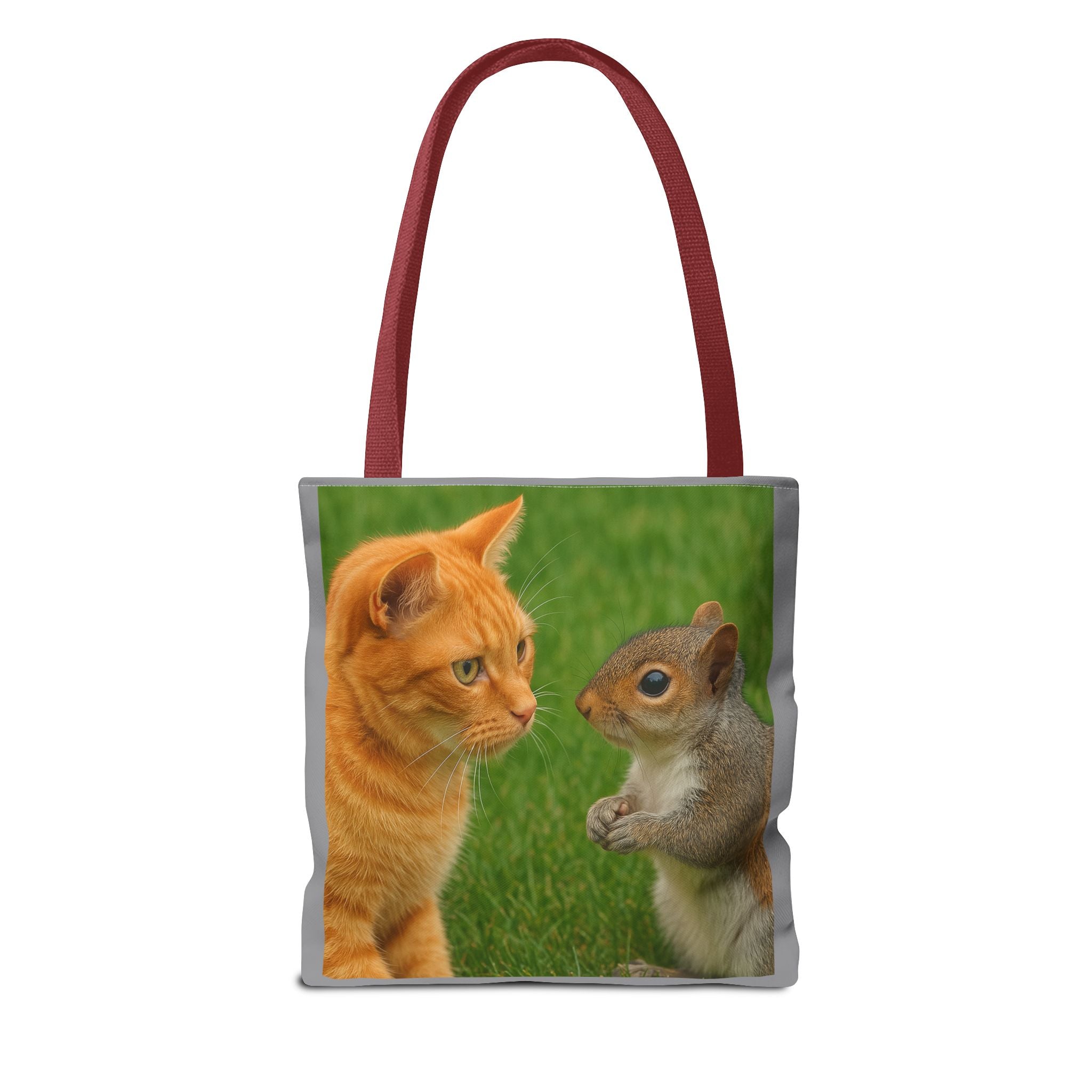 Cat and Squirrel 2 Tote Bag - Cute Animal Print Shopping Bag, Eco-Friendly Reusable Grocery Bag, Gift for Animal Lovers, Nature Tote,