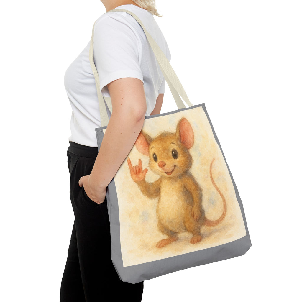 Tote Bag - Mouse 3 I Love You, Cute Animal Print, Carry-All Shoulder Bag, Reusable Shopping Tote, Gift for Animal Lovers