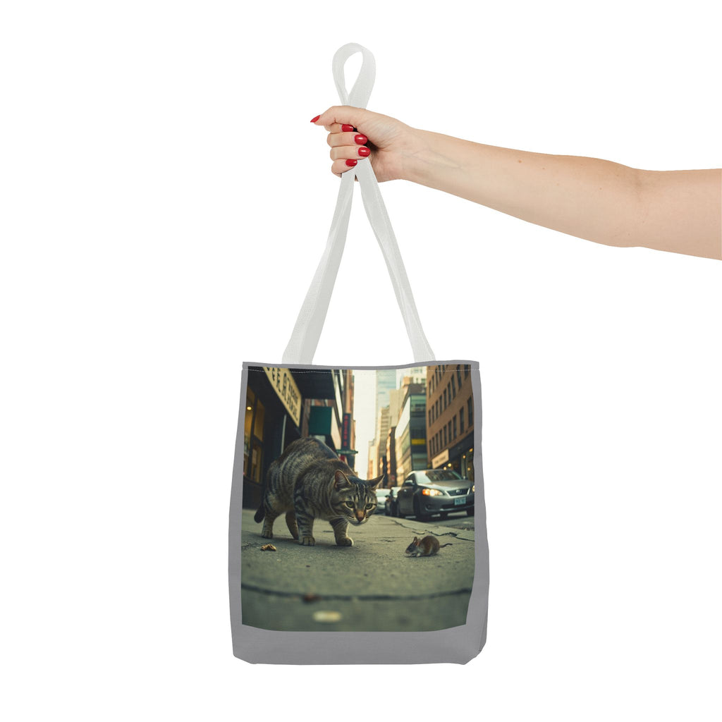 Cat and Mouse Tote Bag, Kitty Tote, Animal Print Bag, Cute Carryall, Canvas Shoulder Bag, Cat Lover Gift