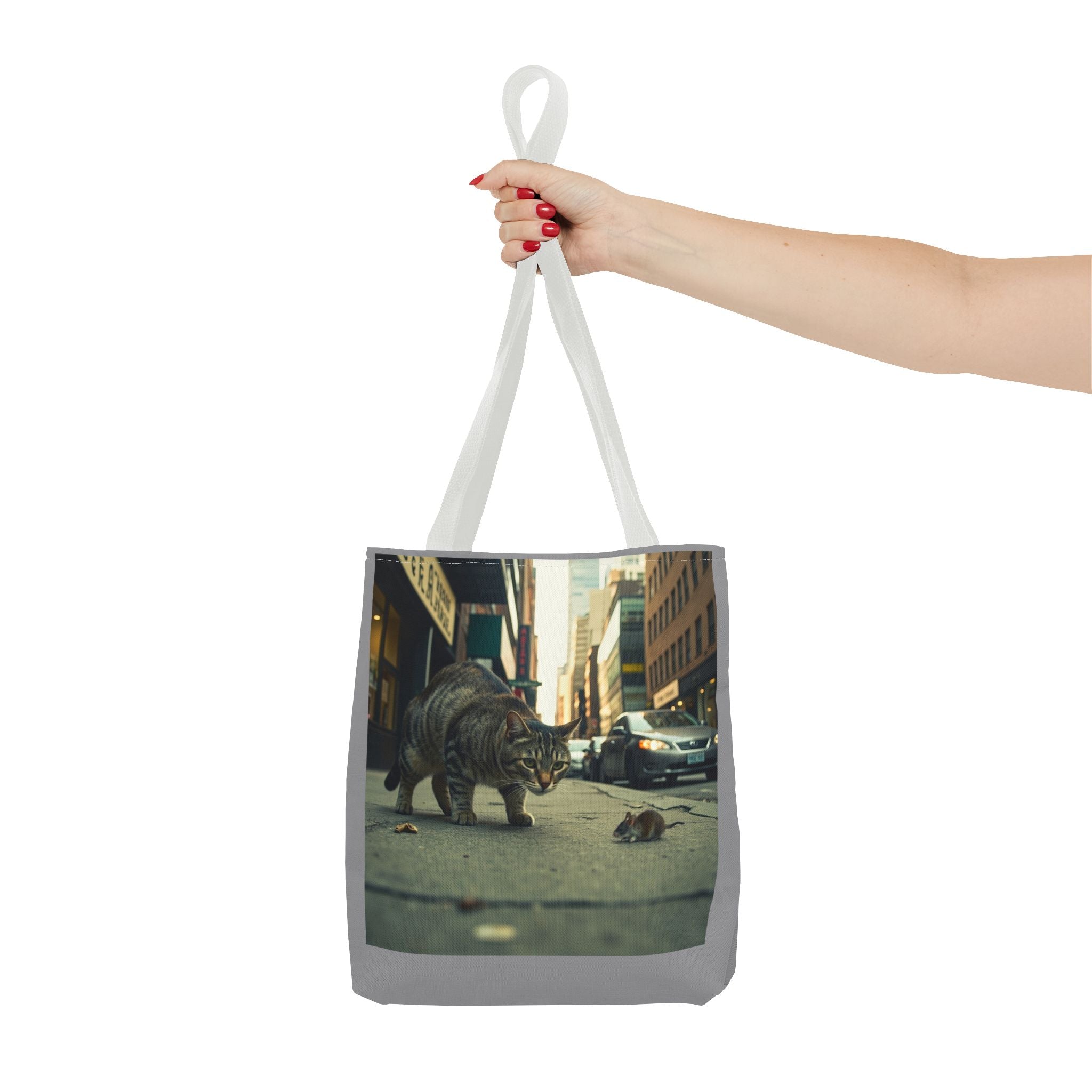 Cat and Mouse Tote Bag, Kitty Tote, Animal Print Bag, Cute Carryall, Canvas Shoulder Bag, Cat Lover Gift