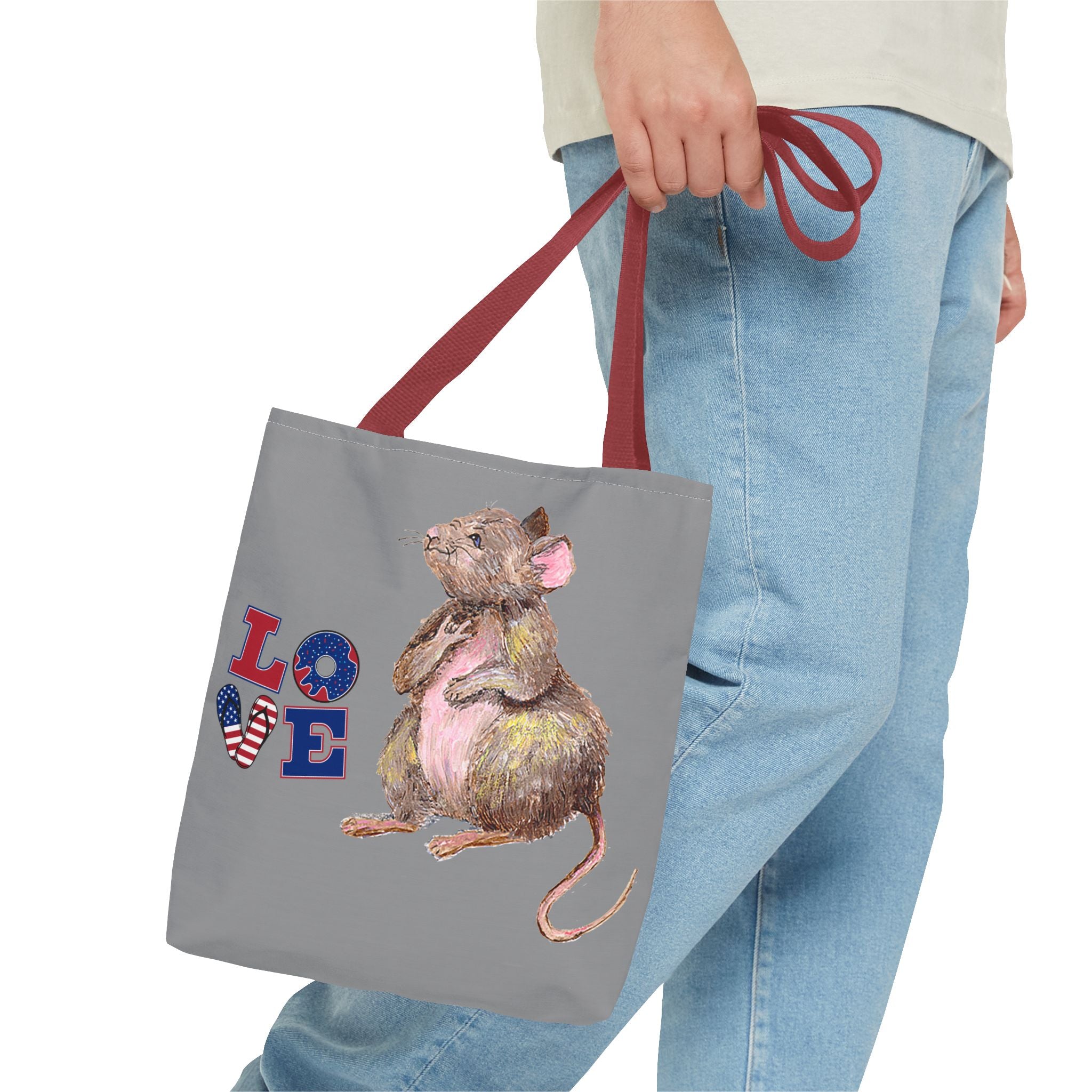 I Love You Mouse Patriotic LOVE Tote Bag | Mouse 1 | All-Over Print