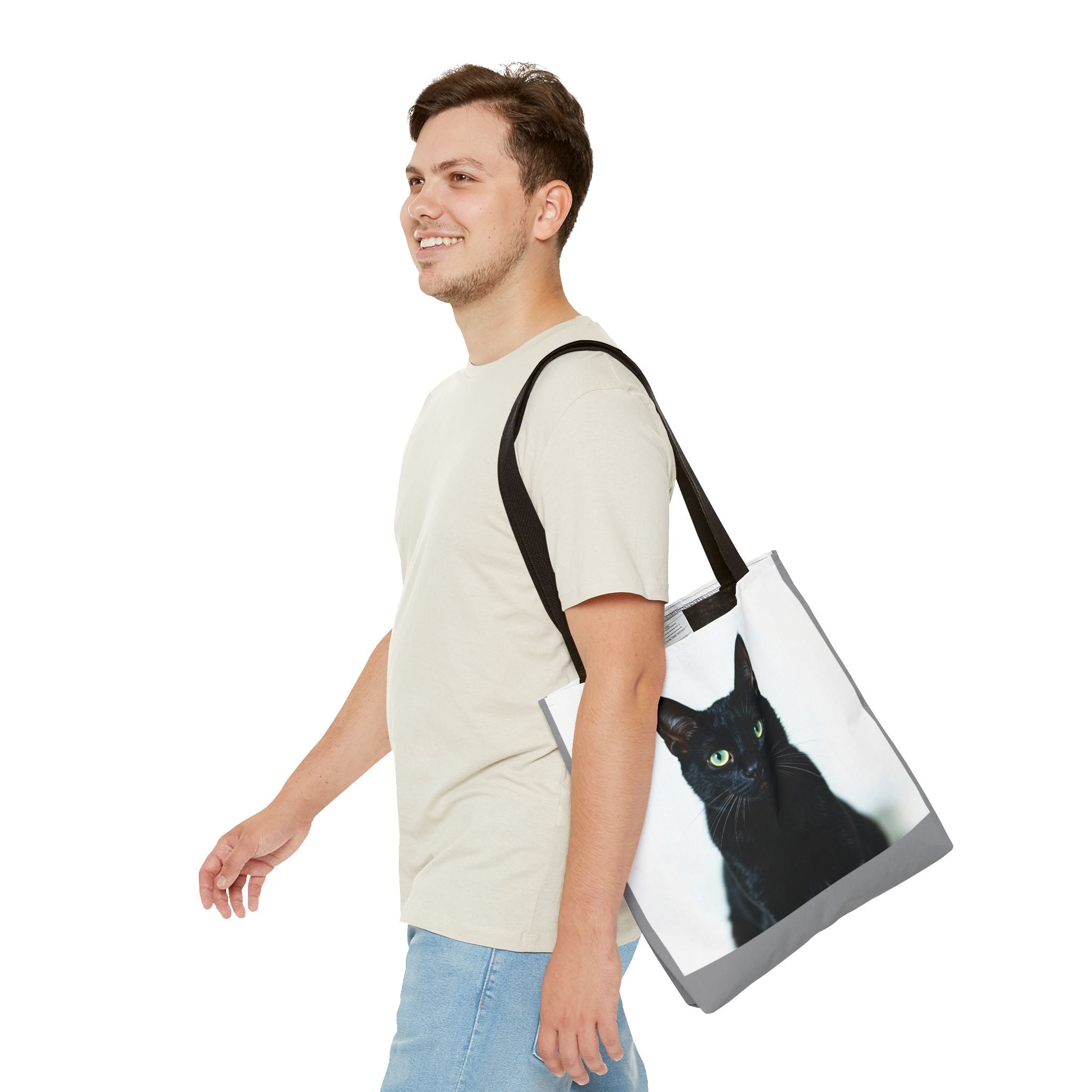 Tote Bag - Black Cat, Carry-All Shoulder Bag, Reusable Shopping Tote, Gift for Animal Lovers