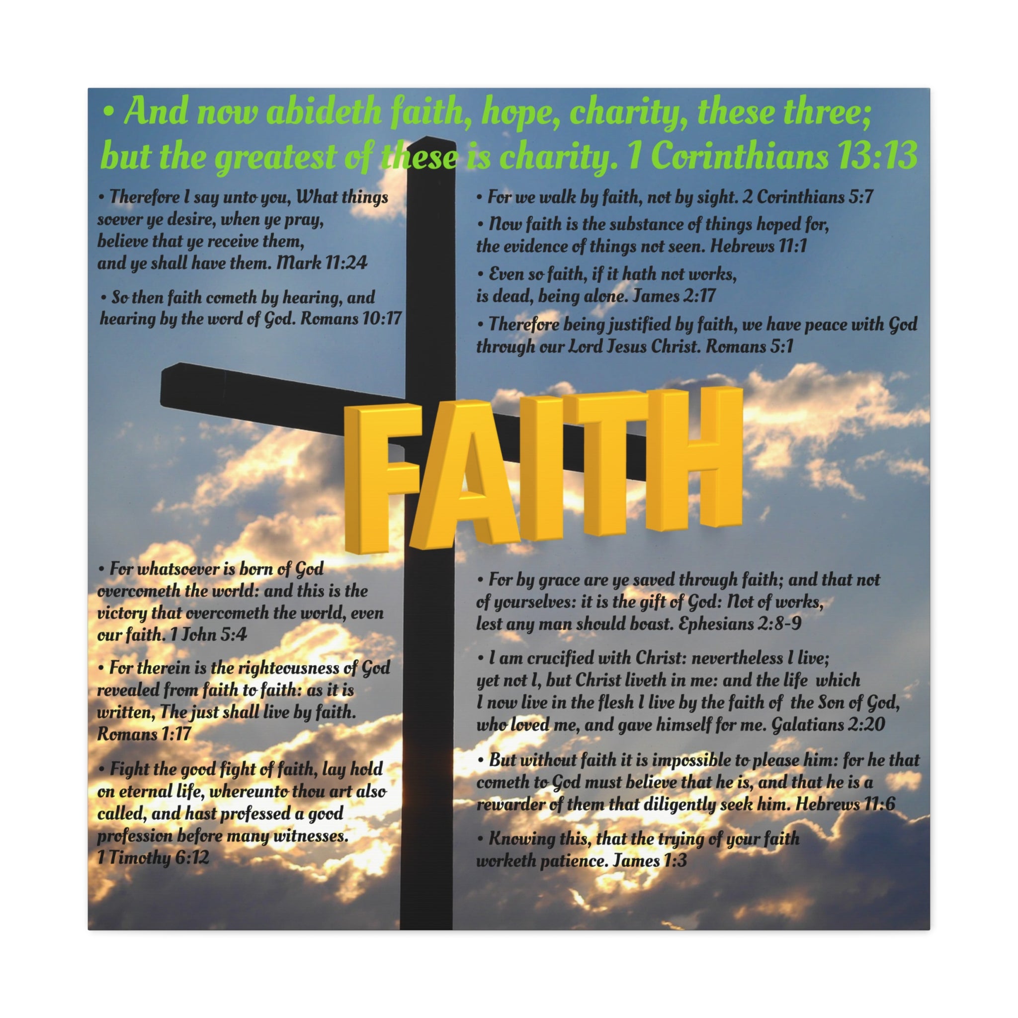 Faith Set 1 of 3 Canvas Art, Stretched Canvas Print Wall Decor, Unique Gift Idea