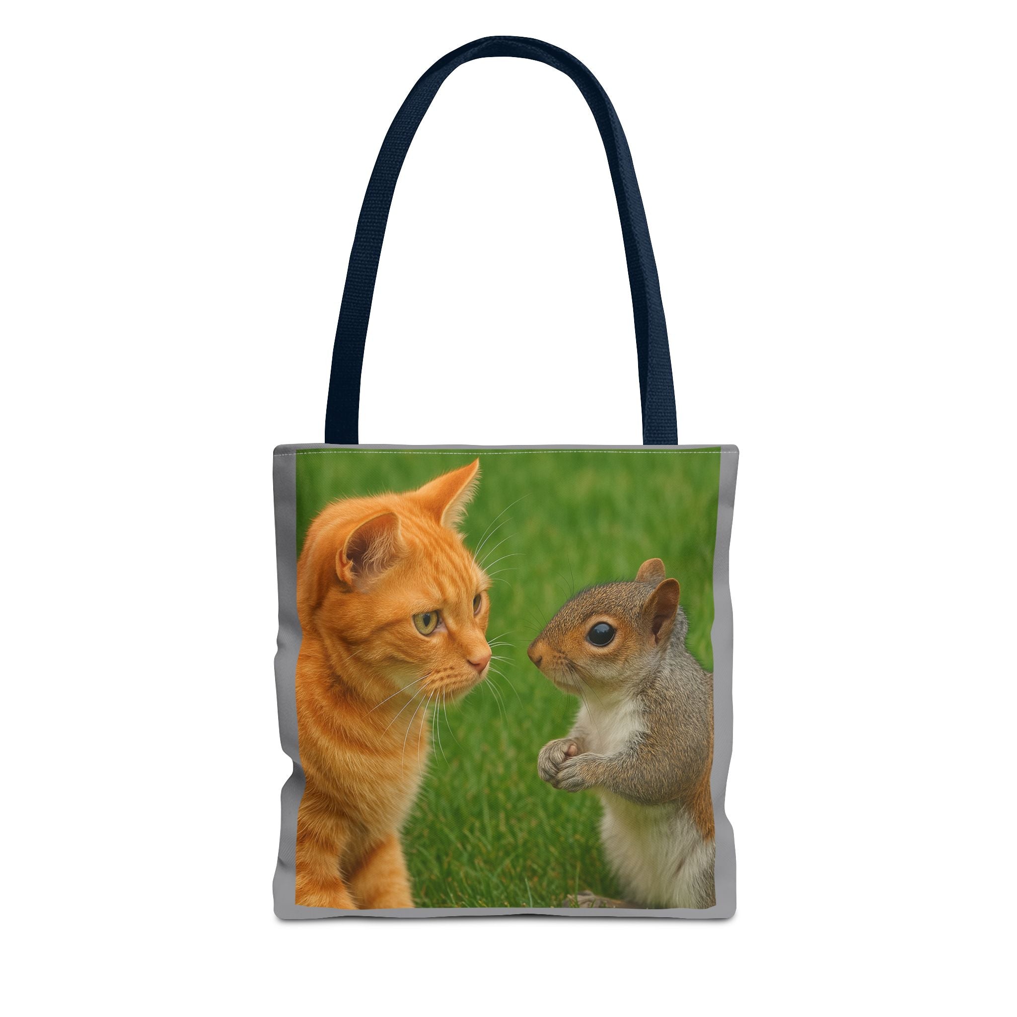Cat and Squirrel 2 Tote Bag - Cute Animal Print Shopping Bag, Eco-Friendly Reusable Grocery Bag, Gift for Animal Lovers, Nature Tote,