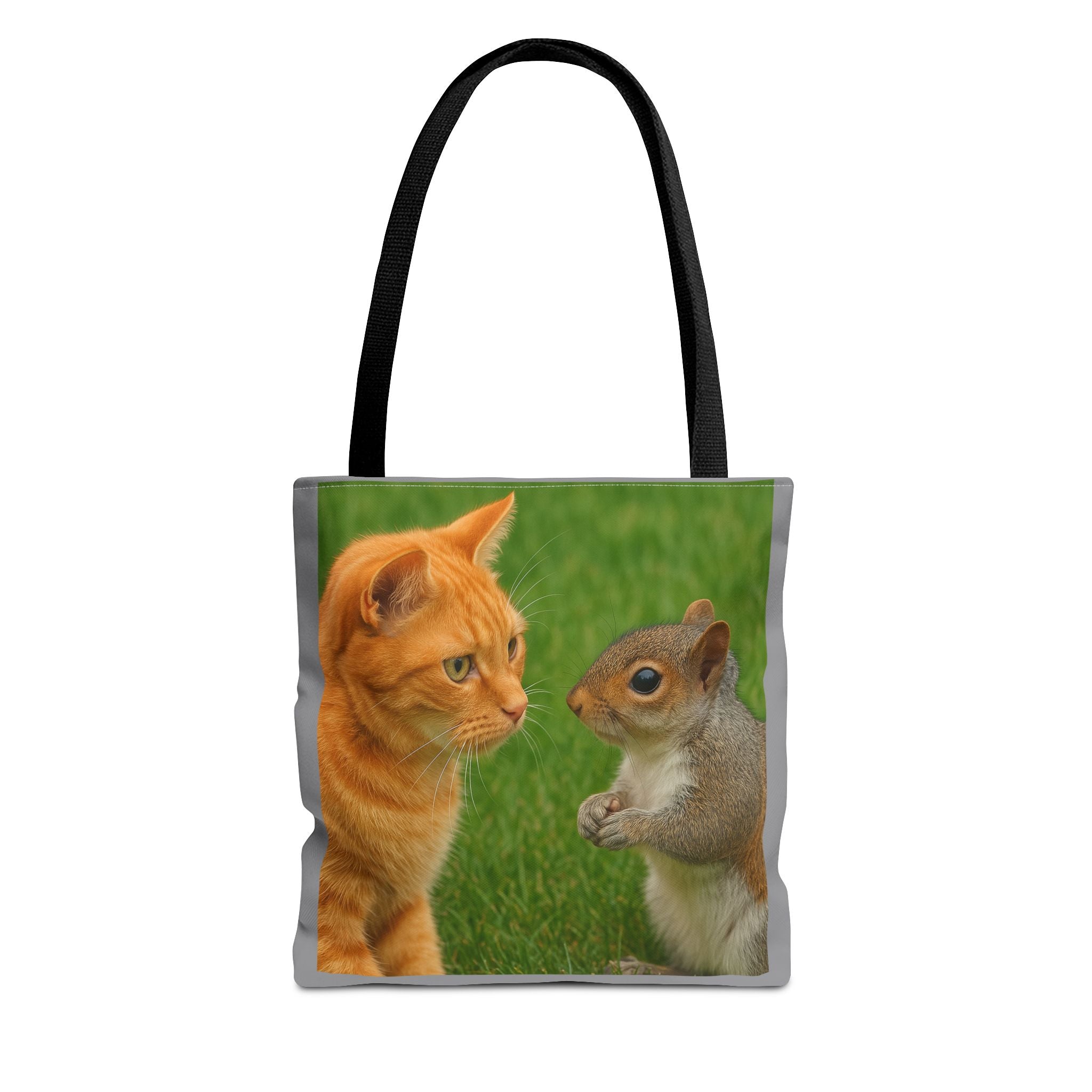 Cat and Squirrel 2 Tote Bag - Cute Animal Print Shopping Bag, Eco-Friendly Reusable Grocery Bag, Gift for Animal Lovers, Nature Tote,