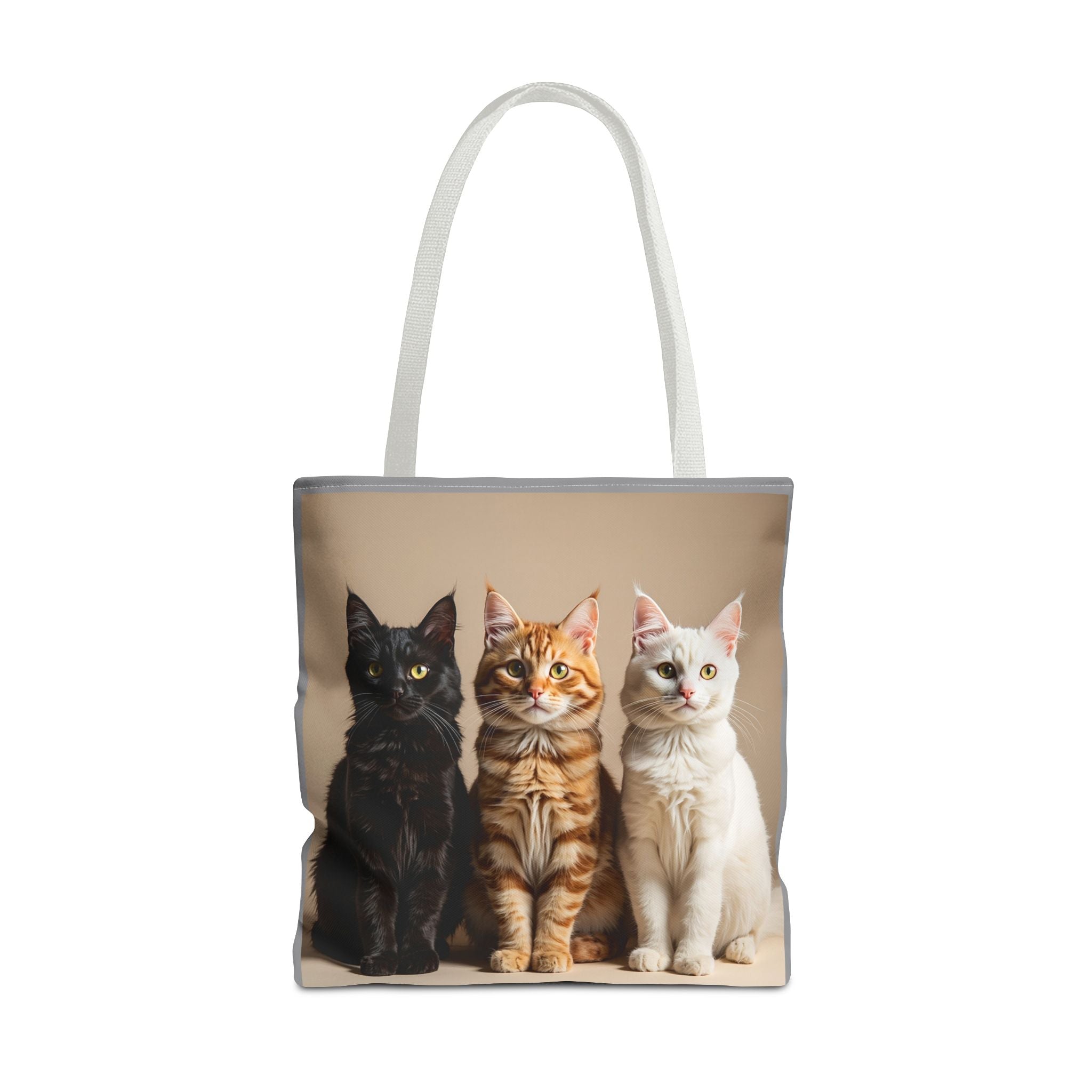 Tote Bag - Three Sitting Cats, Carry-All Shoulder Bag, Reusable Shopping Tote, Gift for Animal Lovers