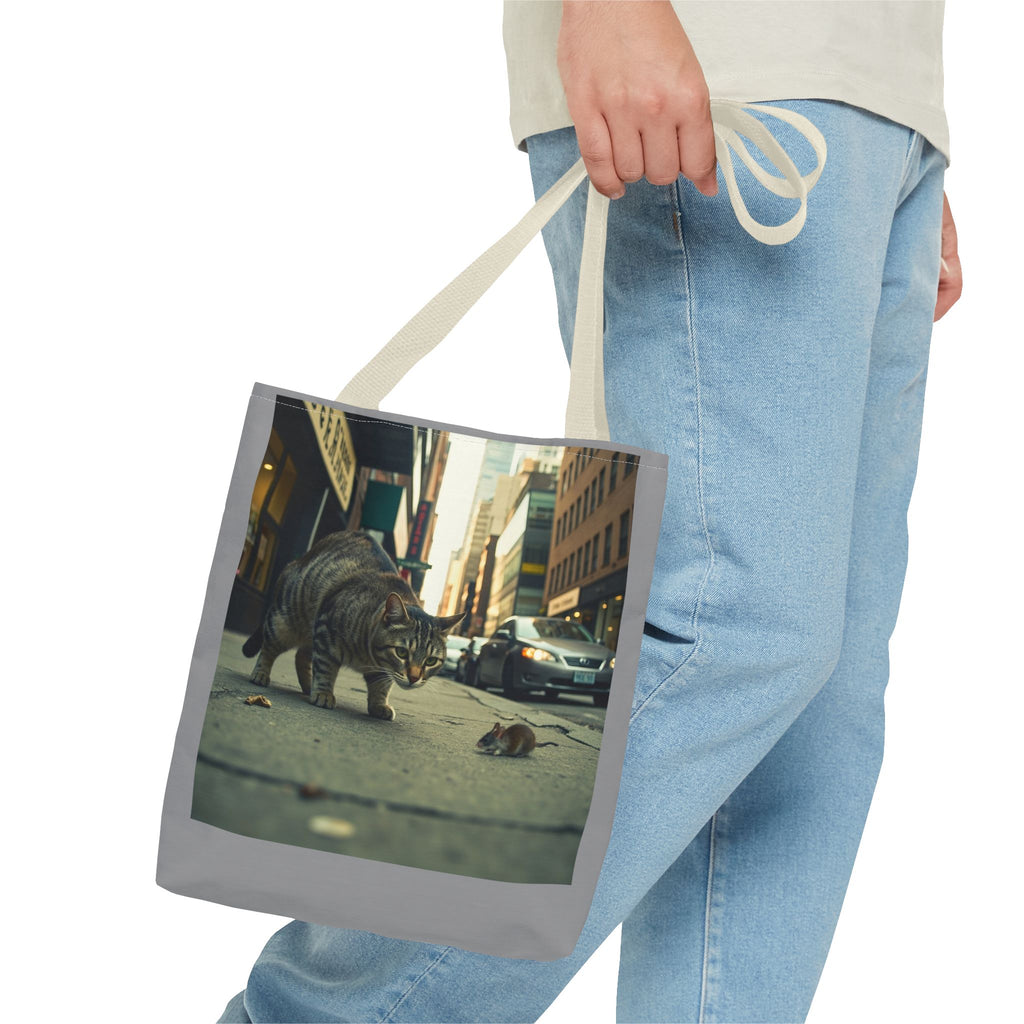 Cat and Mouse Tote Bag, Kitty Tote, Animal Print Bag, Cute Carryall, Canvas Shoulder Bag, Cat Lover Gift