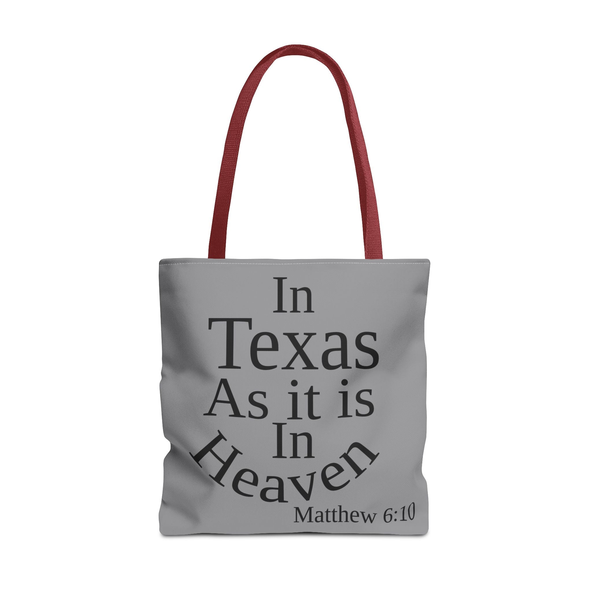 Personalized Grey Matthew 6:10 Bible Verse Tote Bag, City Or State | Market Grocery Book Craft Festival Outing, Lightweight Sturdy Polyester