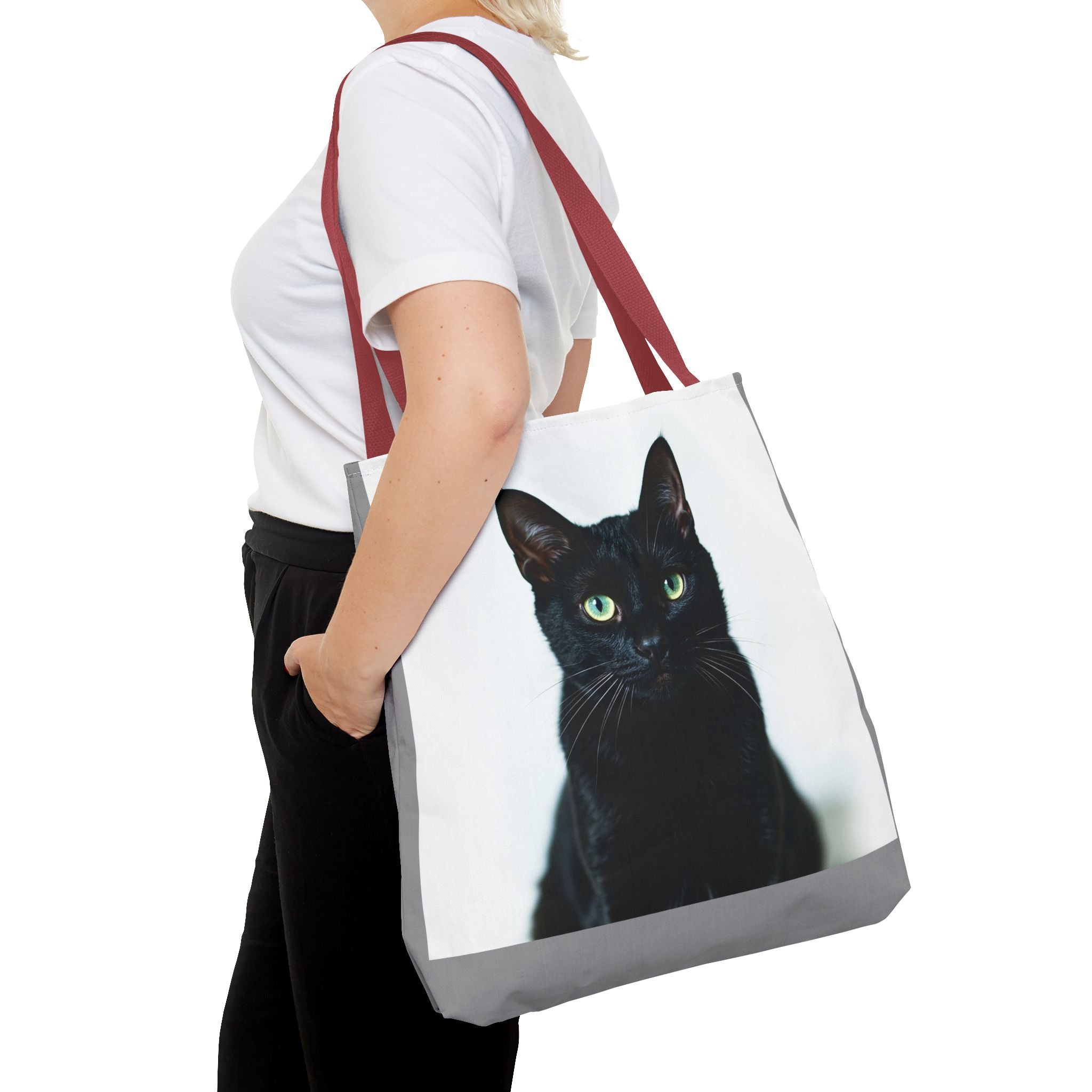 Tote Bag - Black Cat, Carry-All Shoulder Bag, Reusable Shopping Tote, Gift for Animal Lovers