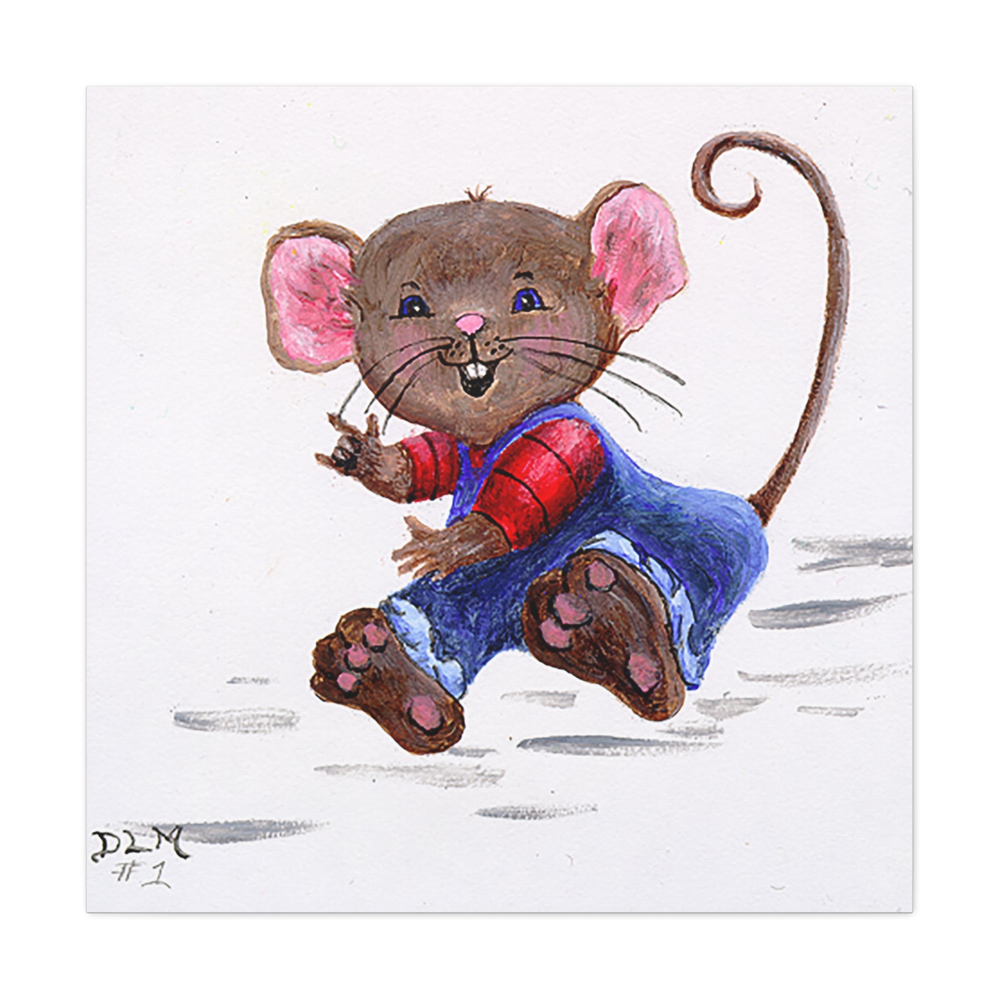Canvas Art, Handpainted Mouse 'I Love You' Type #2 Sign by DLM, Stretched Canvas Print Wall Decor, Cute Animal Art, Unique Gift Idea