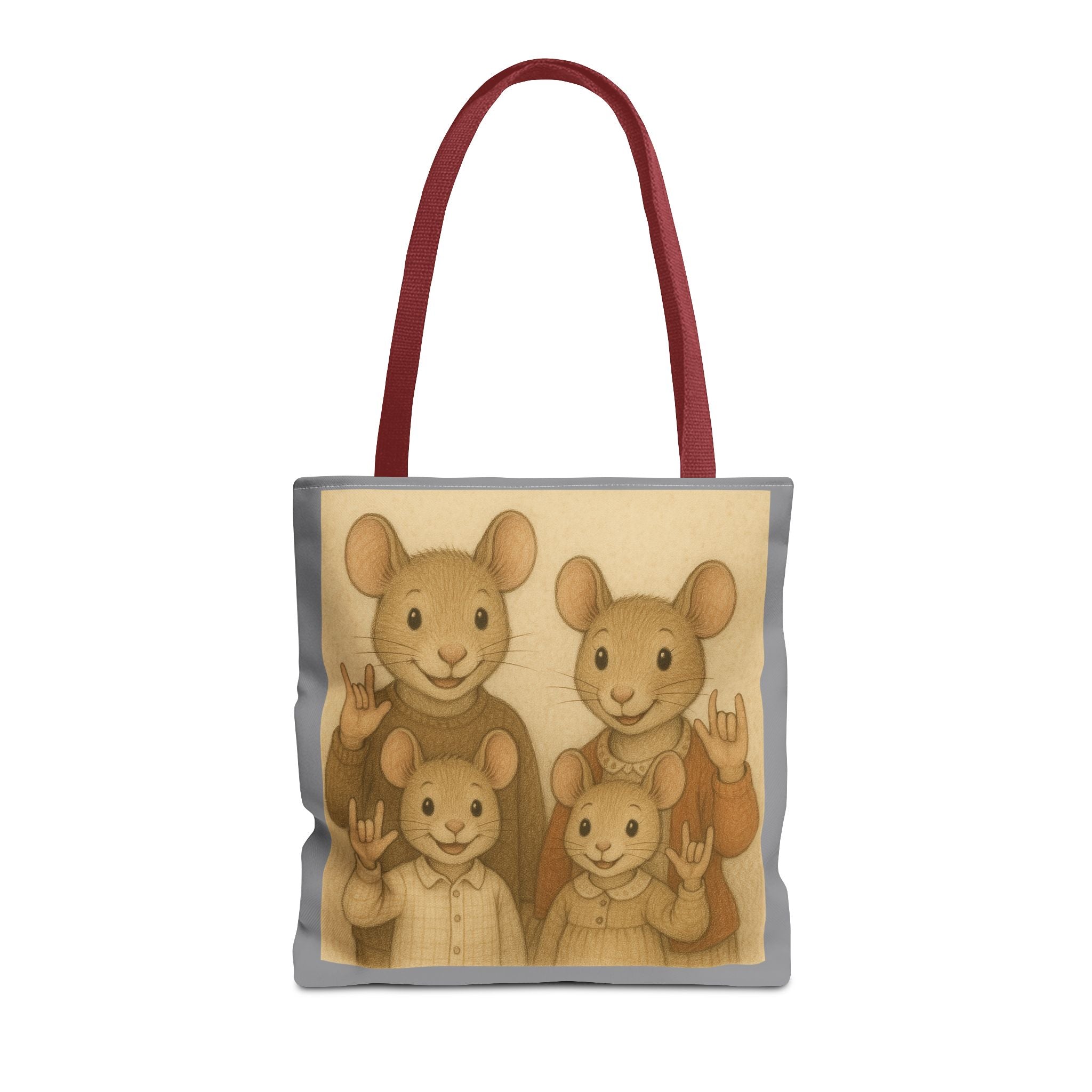 Tote Bag - Mouse Family I Love You, Cute Animal Print, Carry-All Shoulder Bag, Reusable Shopping Tote, Gift for Animal Lovers