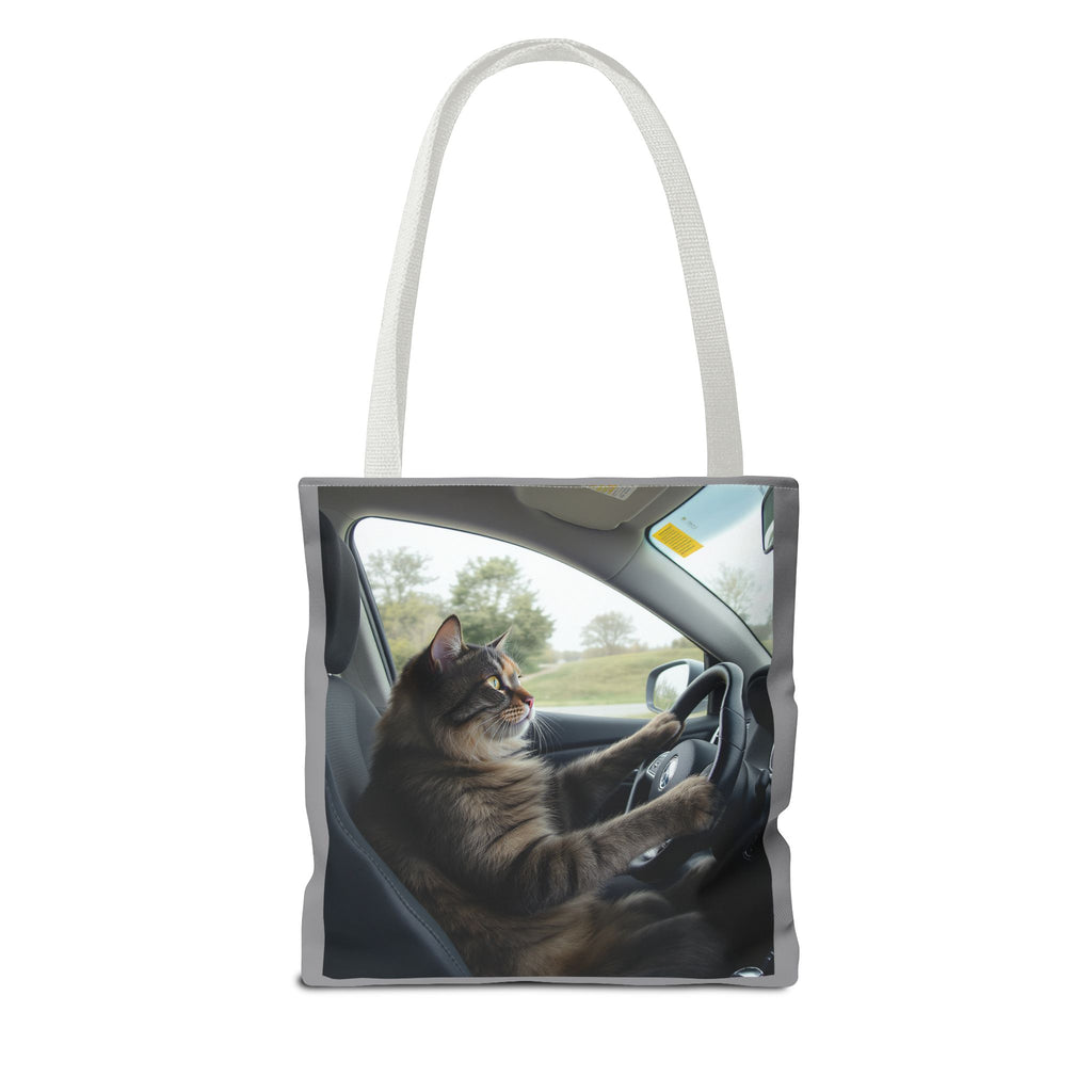 Cat in Car 2 Tote Bag, Cat Lover Gift, Animal Print Grocery Bag, Cute Kitten Shoulder Bag, Cat Lady Purse