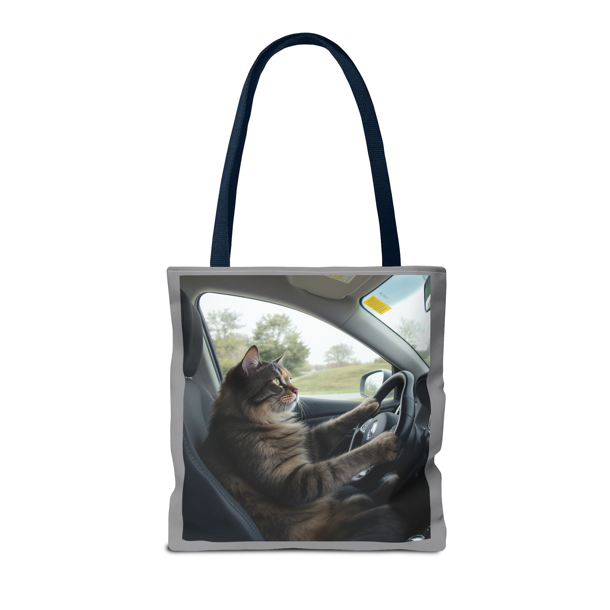 Cat in Car 2 Tote Bag, Cat Lover Gift, Animal Print Grocery Bag, Cute Kitten Shoulder Bag, Cat Lady Purse