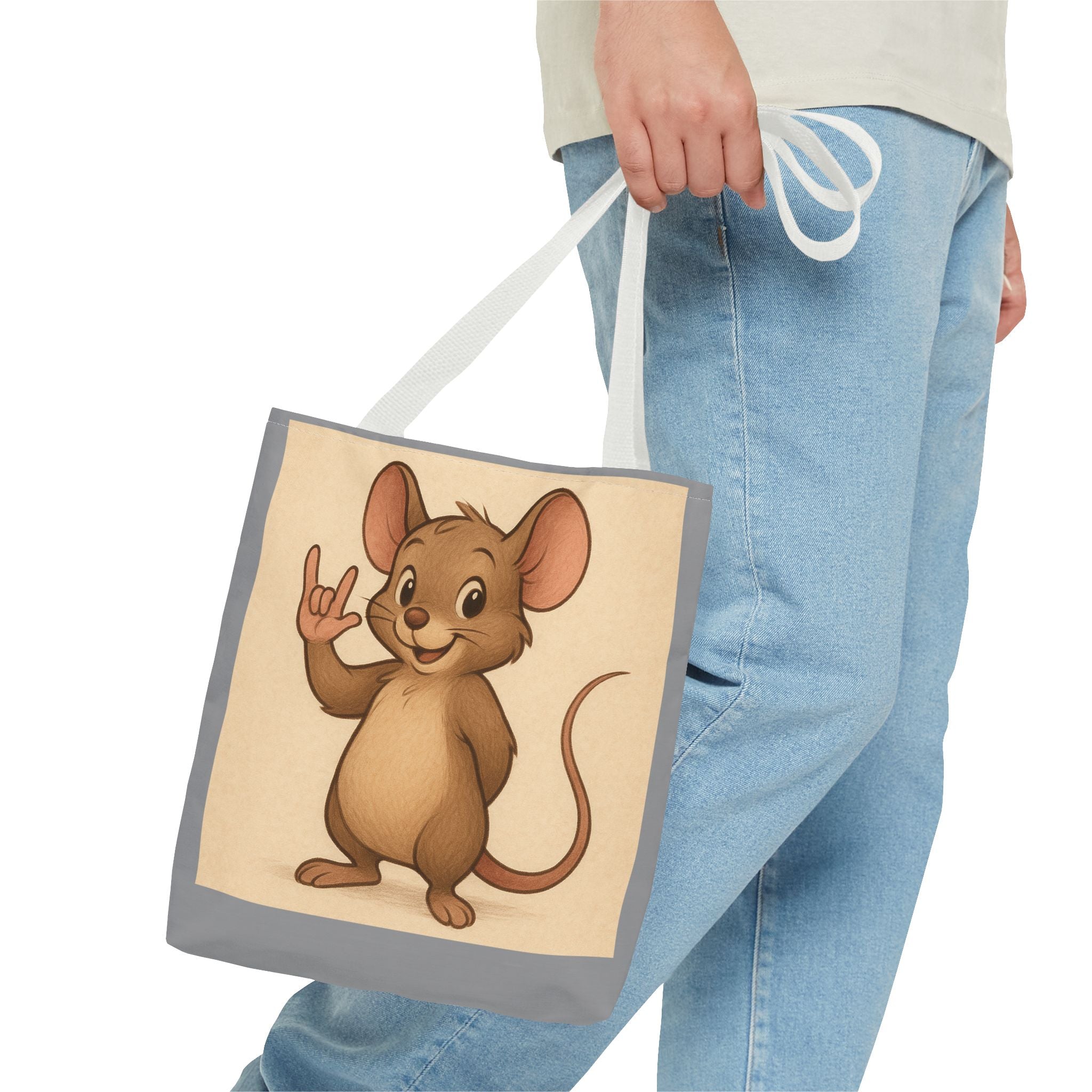 Tote Bag - Mouse I Love You, Cute Animal Print, Carry-All Shoulder Bag, Reusable Shopping Tote, Gift for Animal Lovers, Eco-Friendly Grocery