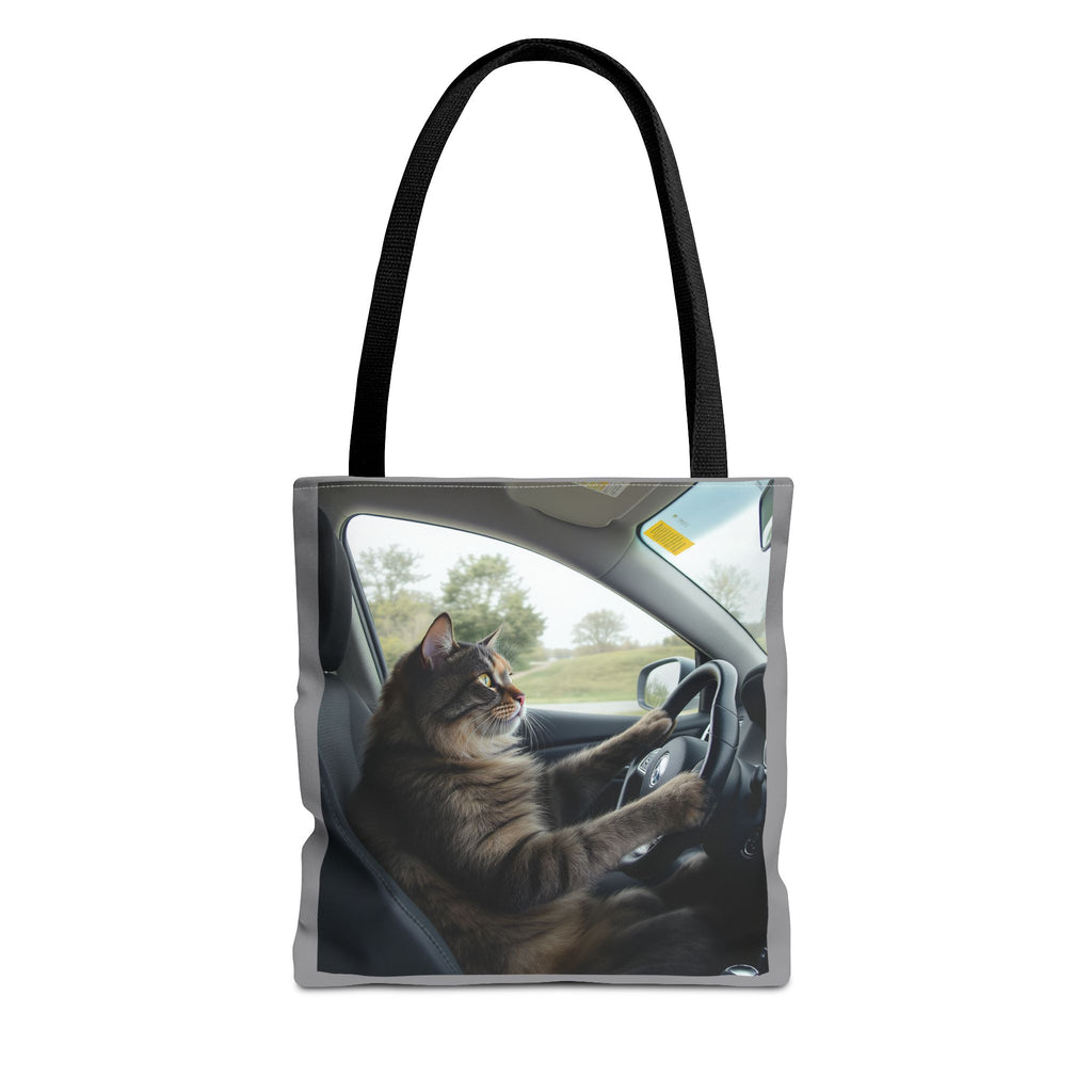 Cat in Car 2 Tote Bag, Cat Lover Gift, Animal Print Grocery Bag, Cute Kitten Shoulder Bag, Cat Lady Purse